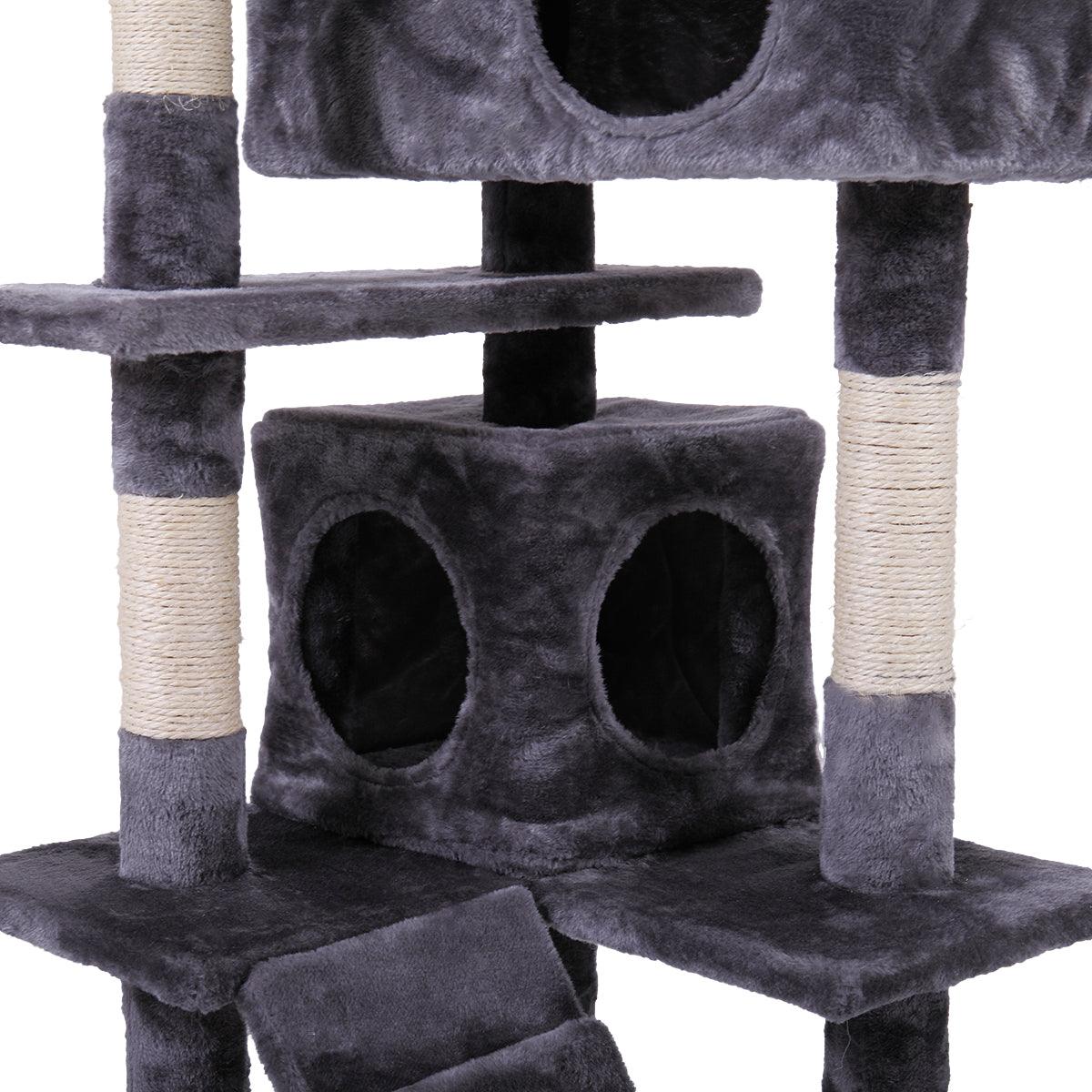Premium Cat Tree Tower with Scratching Ball, Plush Cushion, Ladder & Condos - Multi-Level Indoor Cat Furniture for Play, Rest & Climbing (Gray) - Perfect for Small Spaces & Active Cats