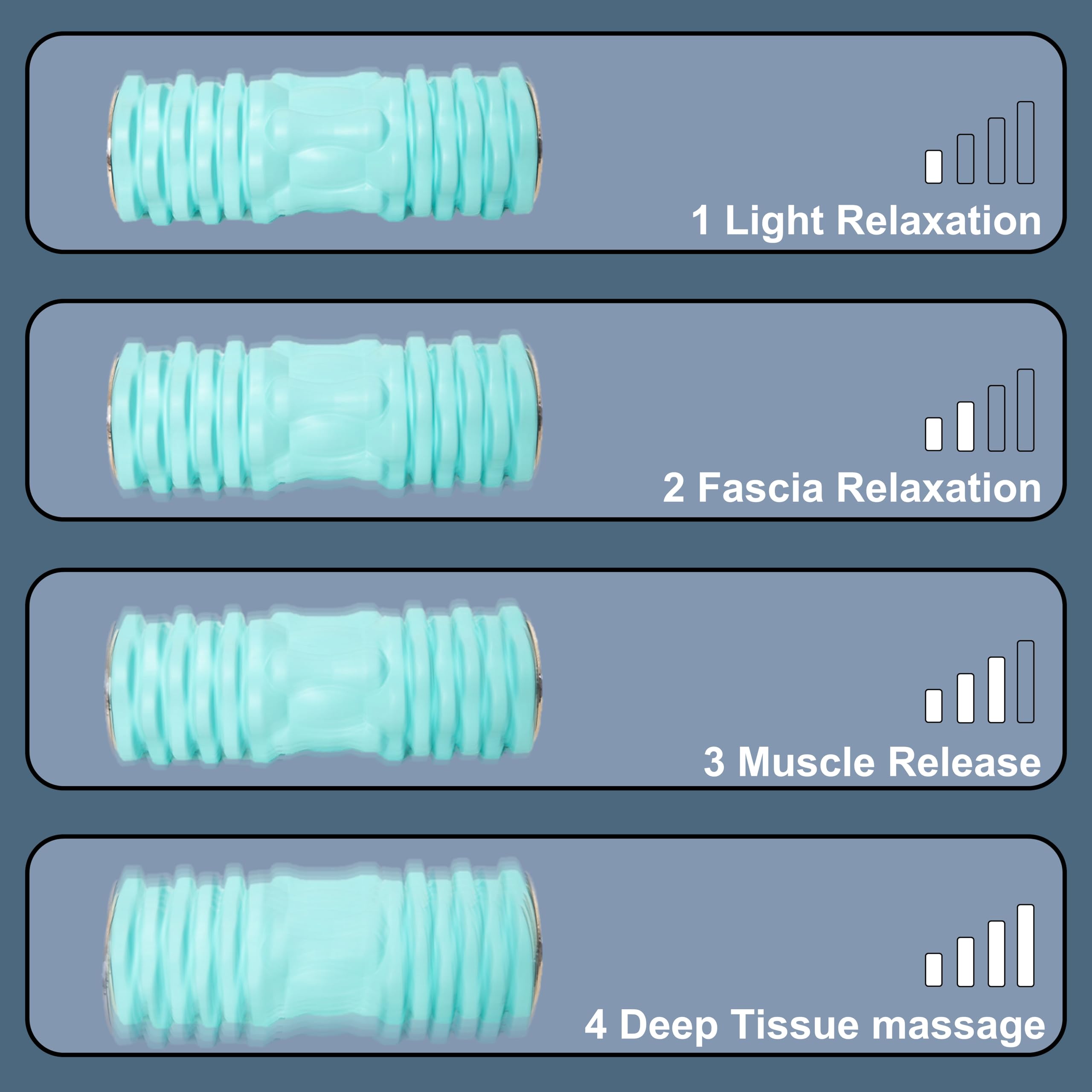 Electric Vibrating Foam Roller Massager with 4 Speed Settings - Rechargeable Muscle Massage Roller for Back, Legs & Shoulders - Portable Fitness Recovery Tool for Gym, Yoga & Travel (Blue)
