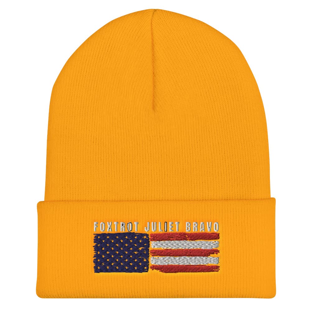 FJB Hat for Men - Hilarious Foxtrot Juliet Bravo Cuffed Beanie | Winter Warm Knit Cap for Outdoor Activities & Funny Gifts