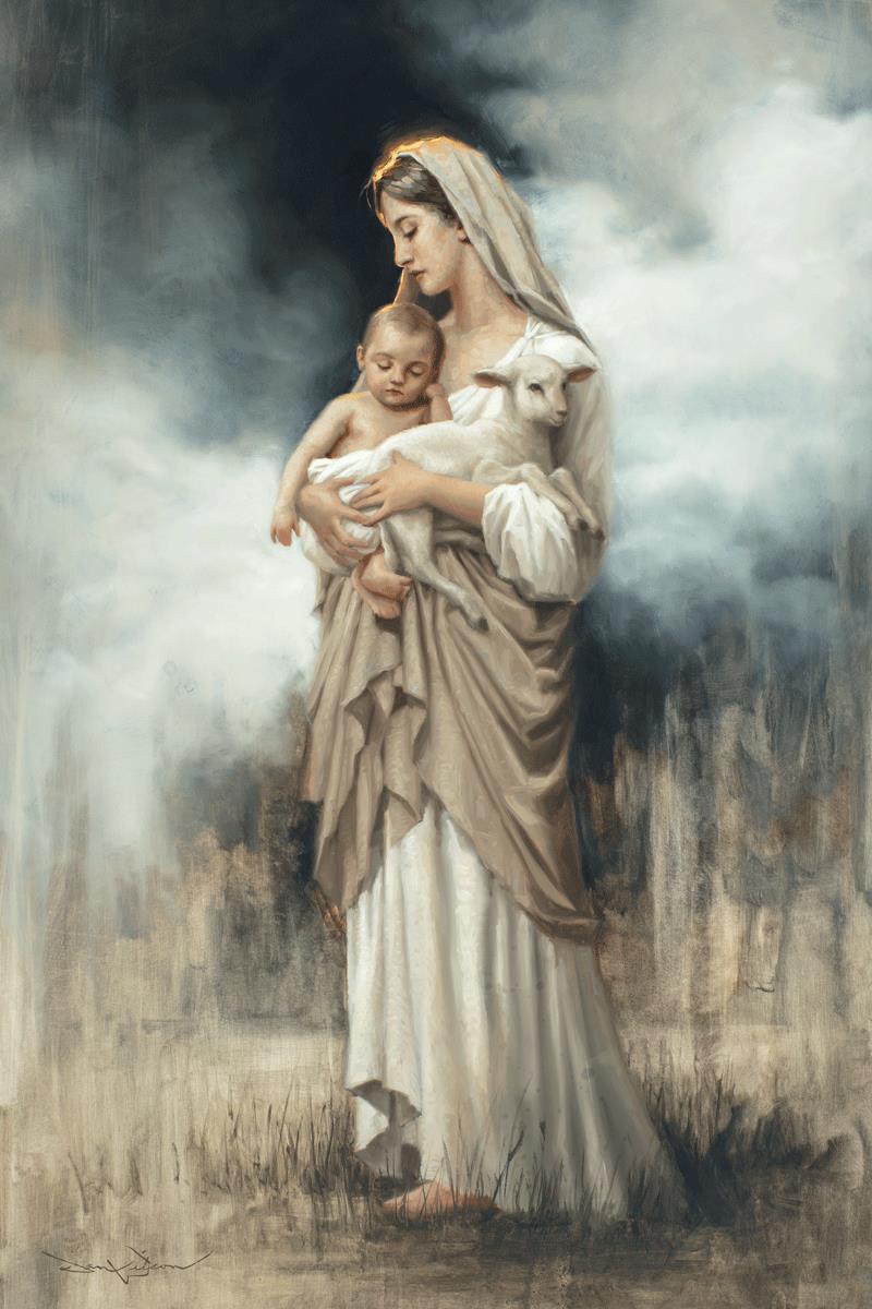 Nurturing With The Lamb Large Wall Art - Elegant Farmhouse Decor for Living Room, Nursery & Bedroom