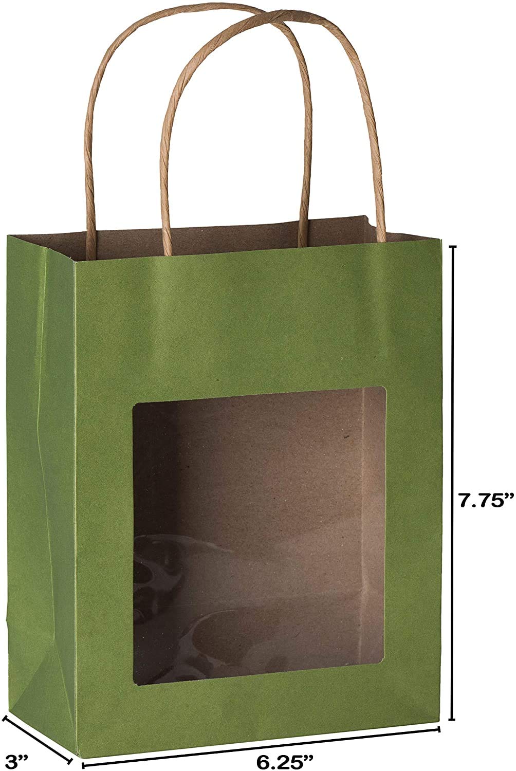 Eco-Friendly Kraft Paper Gift Bags with Handles - Bulk 200 Pack Medium Size (7.75