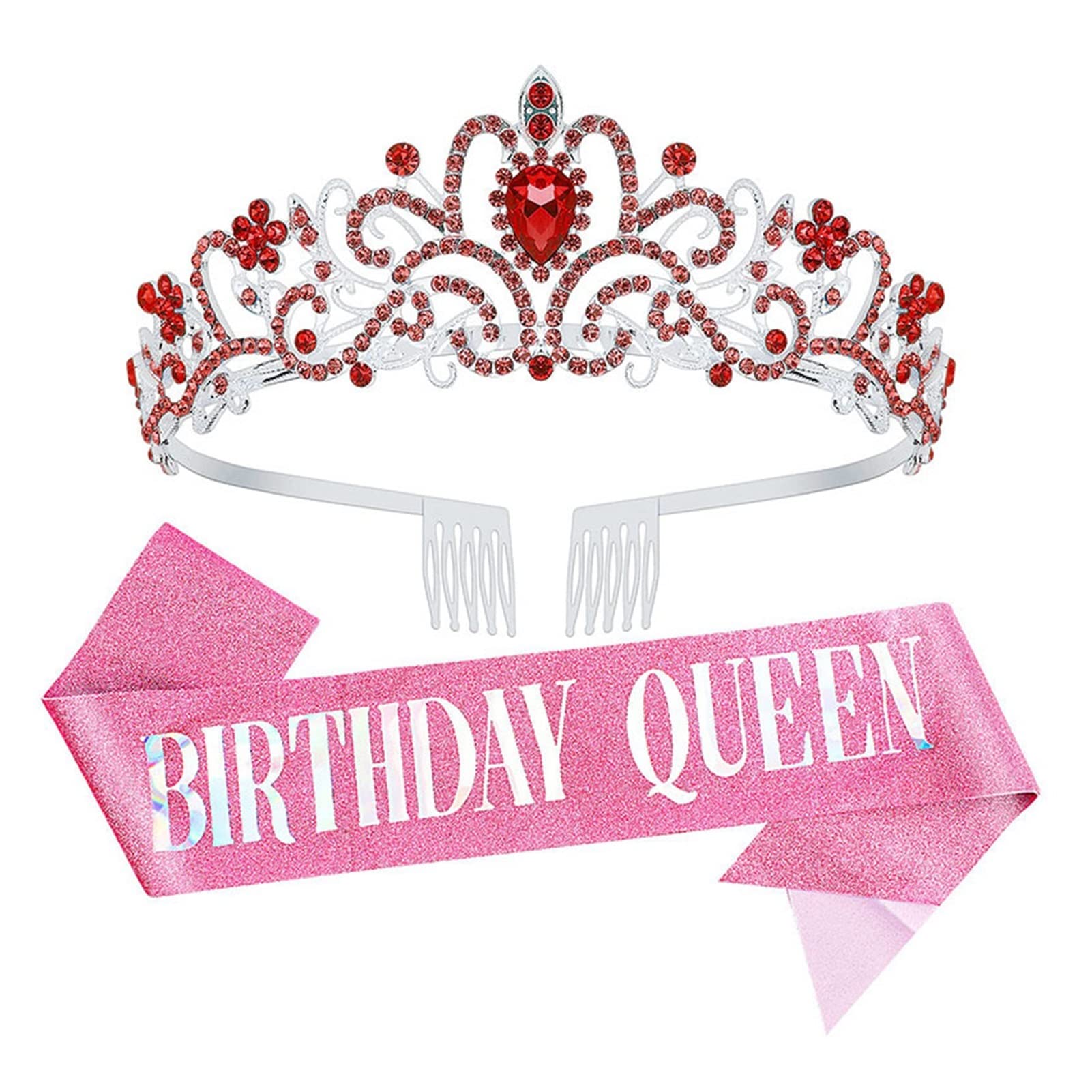 Silver Crystal Rhinestone Bridal Crown Tiara Set - Elegant Birthday Party Hair Accessories for Girls, Women, Queens - Perfect for Weddings, Prom, Pageants & Special Events (Metal Color: 34)