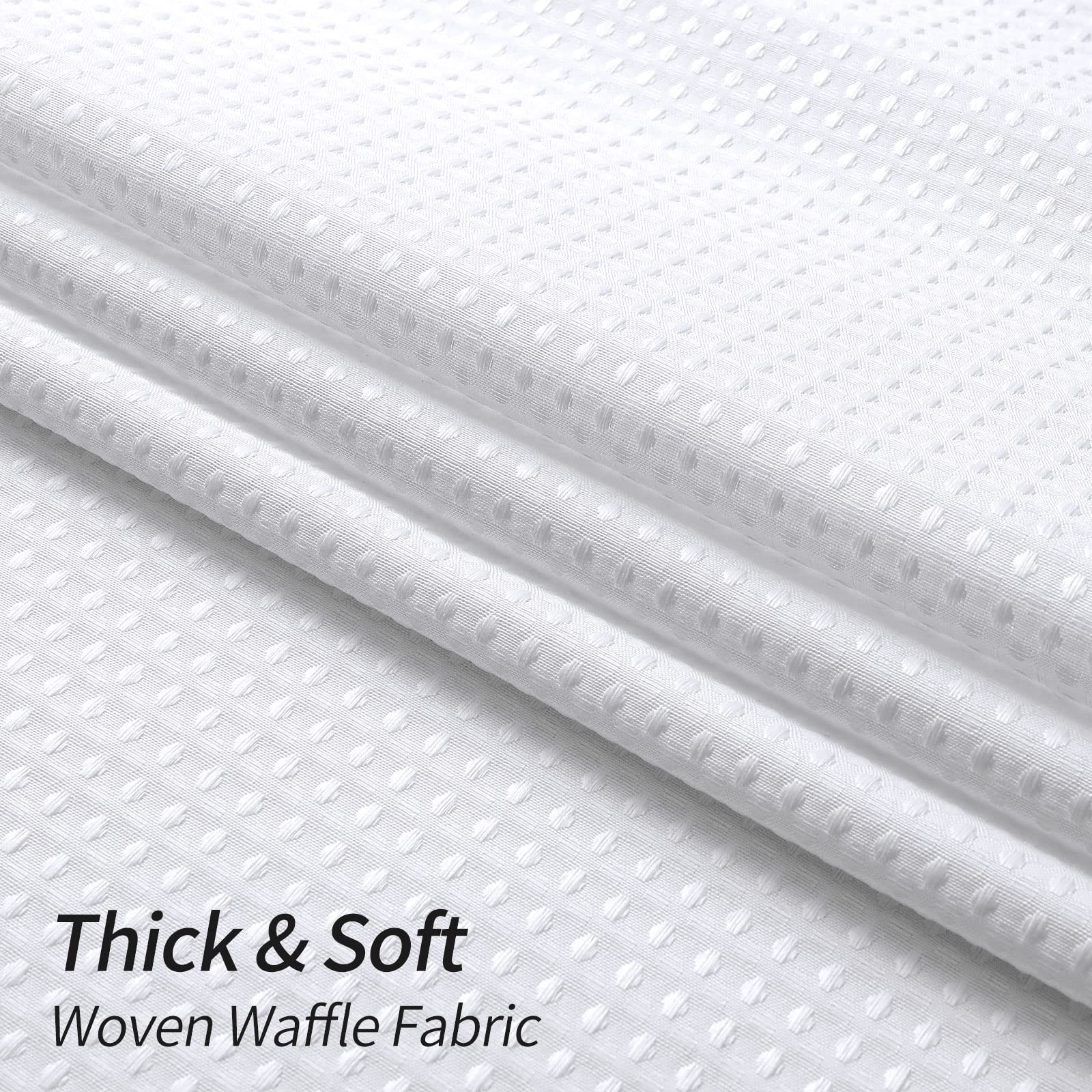 MitoVilla White Waffle Weave Small Stall Shower Curtain 36x72 Inches - Farmhouse Half Size Bathroom Curtain with Weighted Hem - Narrow Fabric Shower Curtain for Bathroom Decor - Perfect for Small Bathrooms, RVs & Tiny Homes