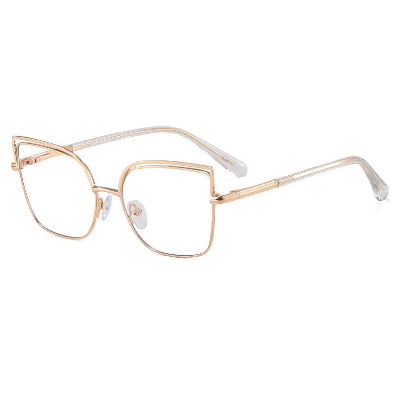 CCspace Women's Full Rim Square Cat Eye Alloy Eyeglasses Frame 301091 - Stylish Retro Glasses for Work, Reading & Fashion Accessories