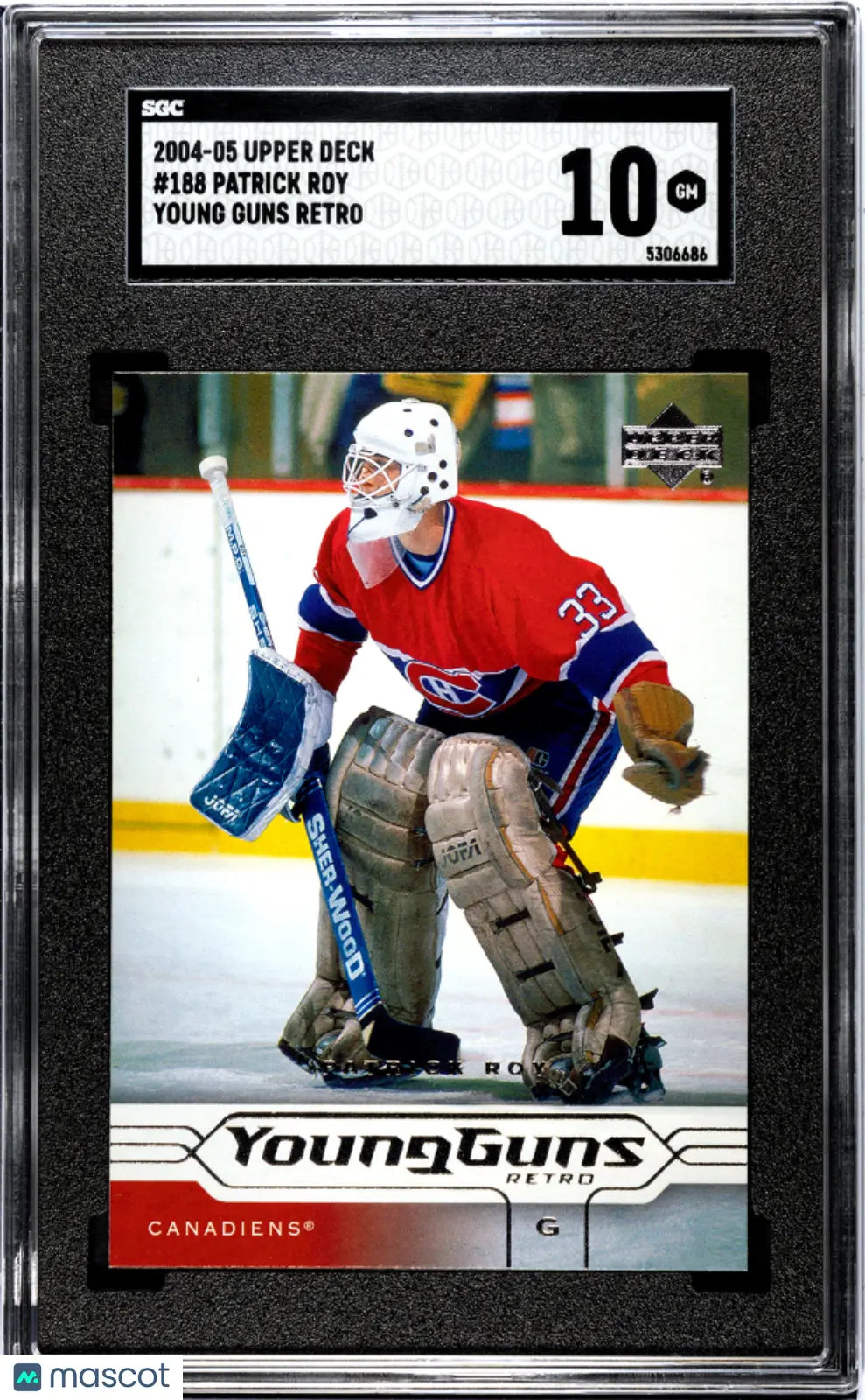 2004 Upper Deck Patrick Roy Young Guns Retro Hockey Card - SGC 10 Graded - Rare Collectible for NHL Fans & Sports Memorabilia Enthusiasts - Perfect for Display, Investment, and Hockey Card Collections