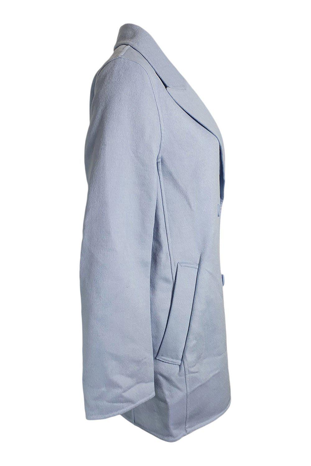 COMPTOIR DES COTONNIERS Women's Wool & Silk Blend Heather Blue Pea Coat | Winter Warm Coat for Women | Size FR 42 (US 10) | Perfect for Office, Dating & Holiday Outfits