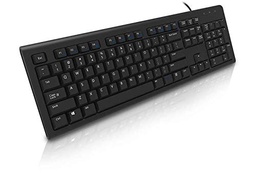 104-Key USB Wired Keyboard - US English Layout, Black (Model KB-2817BU) | Ergonomic Computer Keyboard for Office, Gaming & Home Use