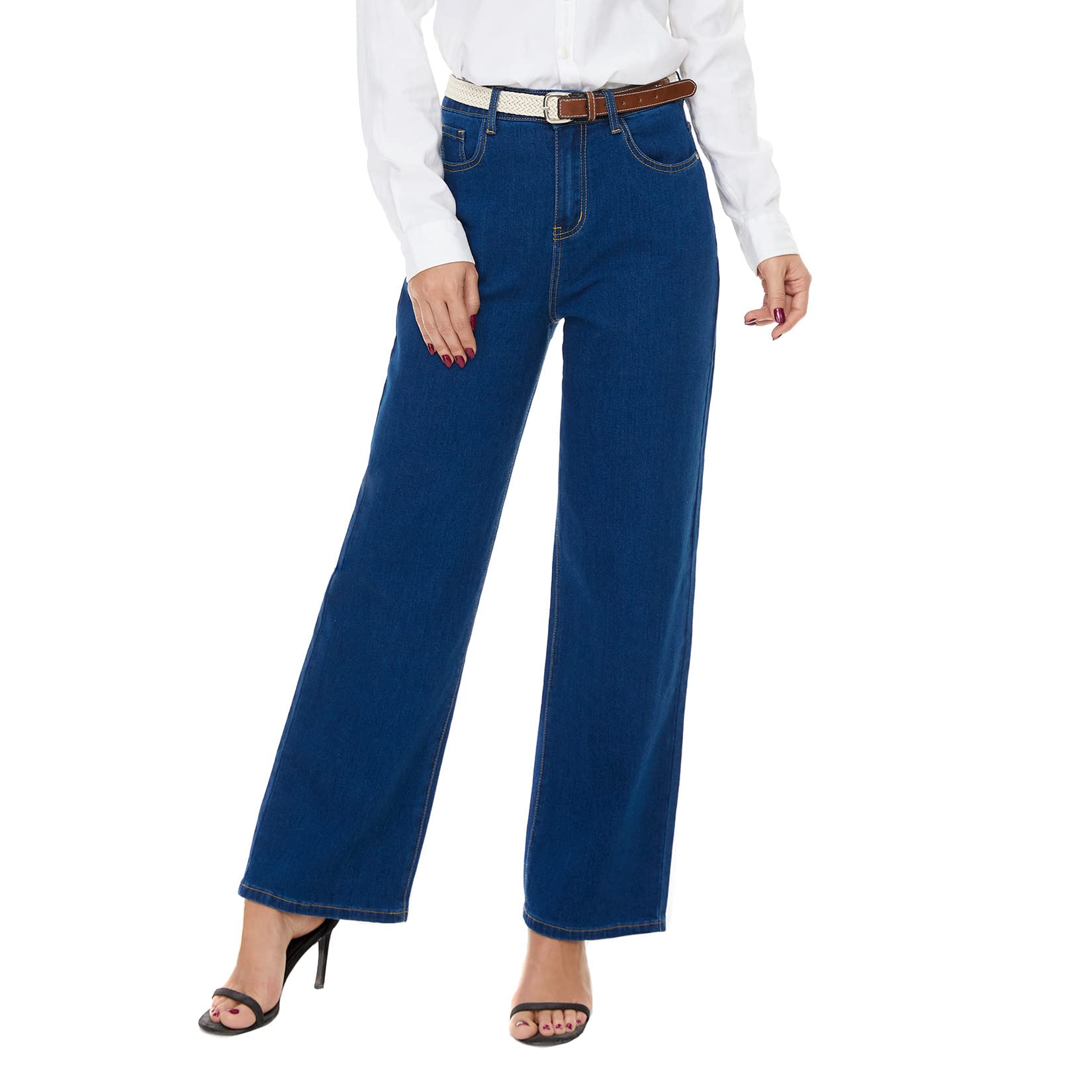 VIPONES Women's High Waisted Wide Leg Jeans - Stretchy Baggy Straight Leg Denim Pants for Casual Wear | Perfect for Everyday Outfits, Office Style & Weekend Looks