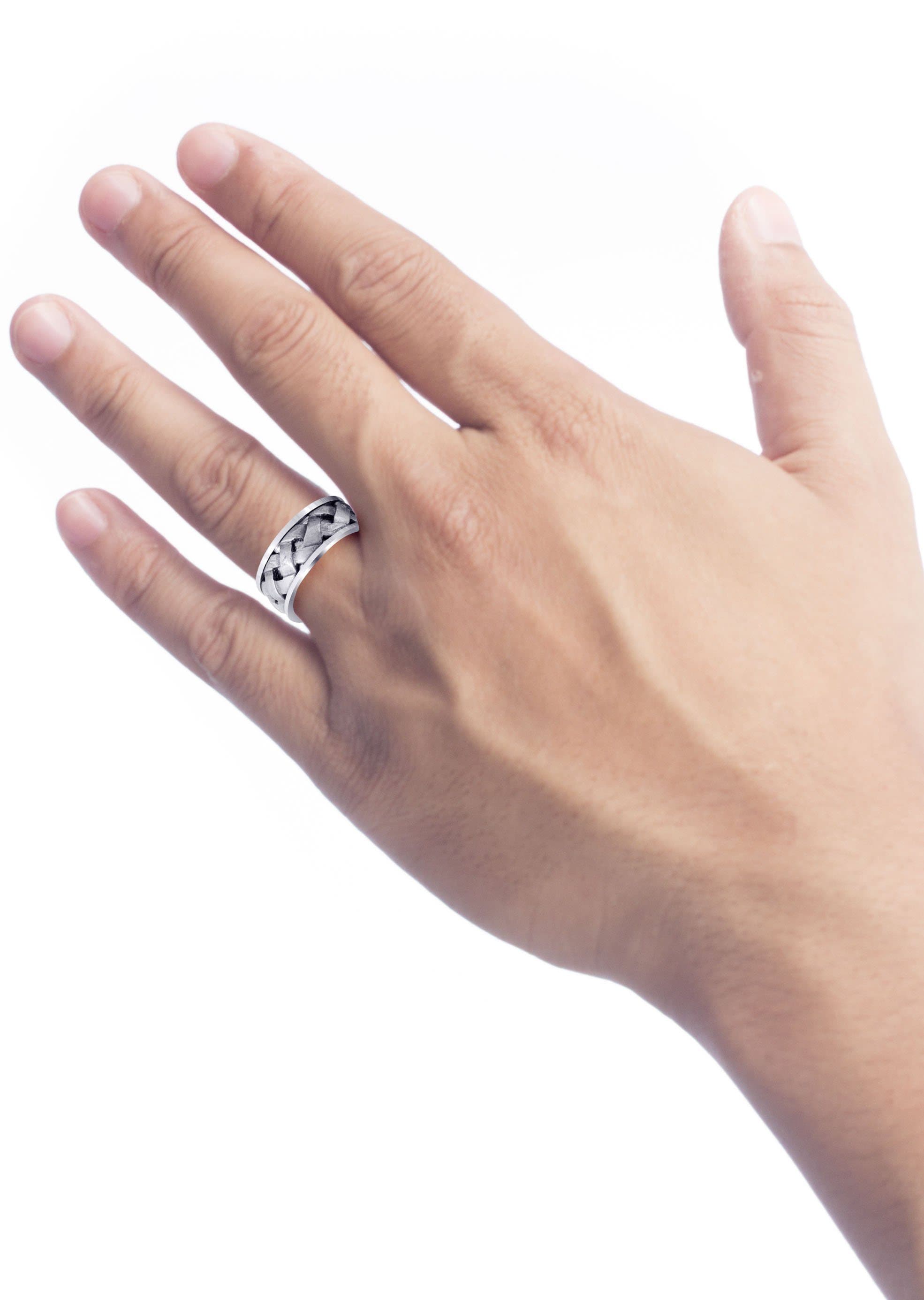 Contemporary Men's Wedding Band Ring - 8mm Satin Finish Tungsten Carbide for Men - Comfort Fit, Hypoallergenic, Durable & Scratch Resistant - Perfect for Weddings, Anniversaries, and Everyday Wear