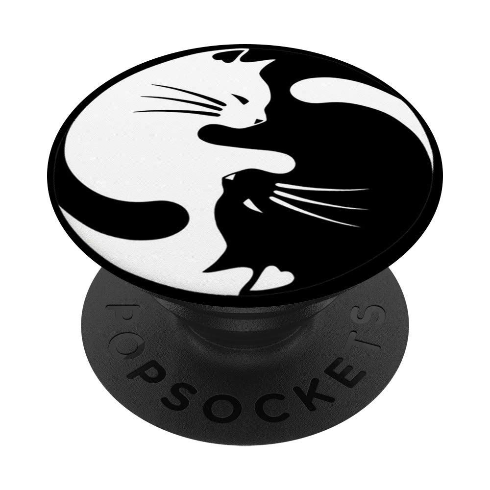 Yin Yang Cat PopSockets PopGrip - Interchangeable Phone Grip for iPhone, Samsung & Tablets - Perfect for Gaming, Selfies & Everyday Use