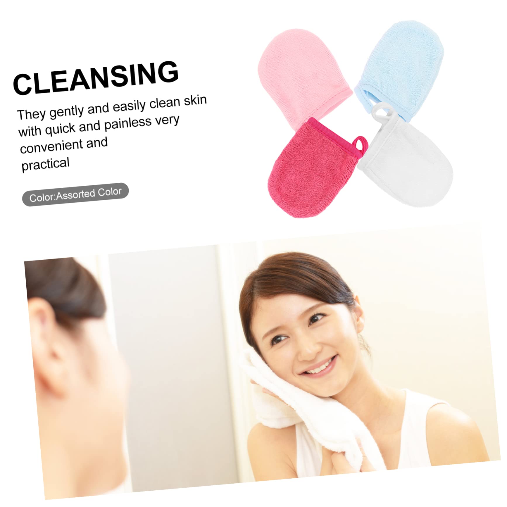 20 Pcs Reusable Makeup Remover Towels - Soft Cleansing Fingertip Cloths for Gentle Face Makeup Removal, Washable Fiber Mitts for Daily Skincare & Travel Use