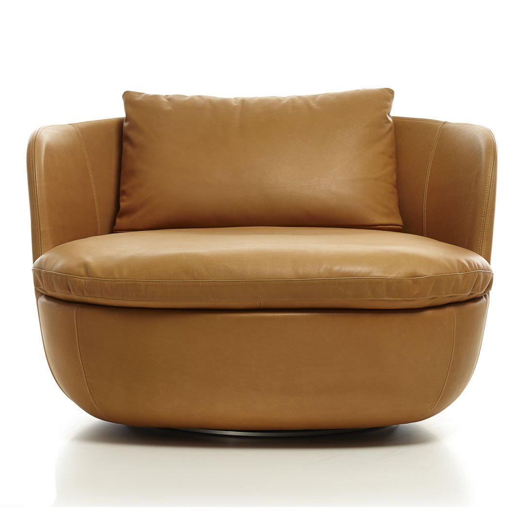 Bart Armchair Swivel - Modern 360° Rotating Lounge Chair for Living Room, Office & Reading Nook - Comfortable Upholstered Accent Chair with Sturdy Metal Base