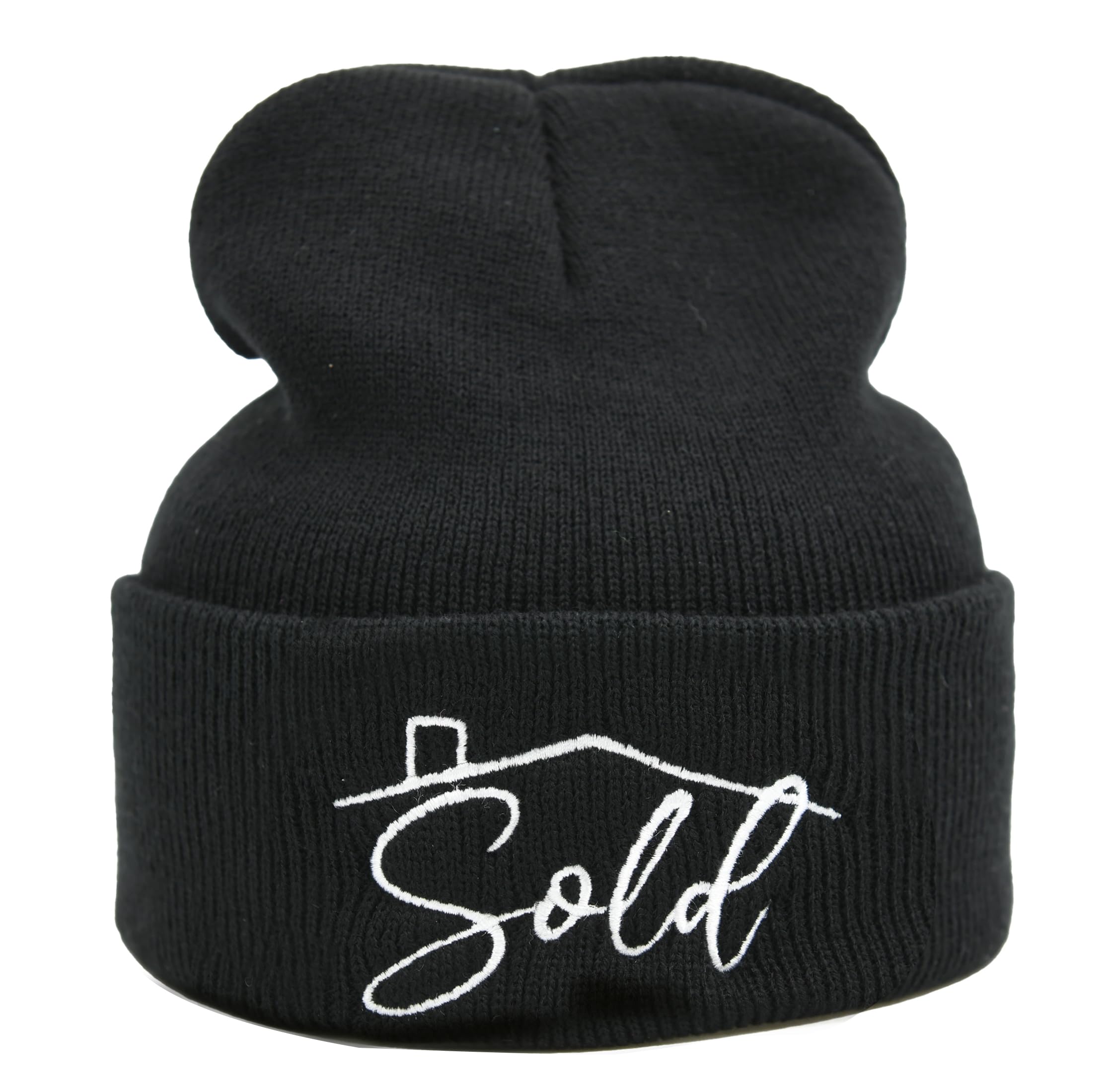 Unisex Winter Embroidered Cuff Beanie Hat - Warm Knit Skull Cap for Men & Women - Perfect for Snowboarding, Skiing & Cold Weather Activities