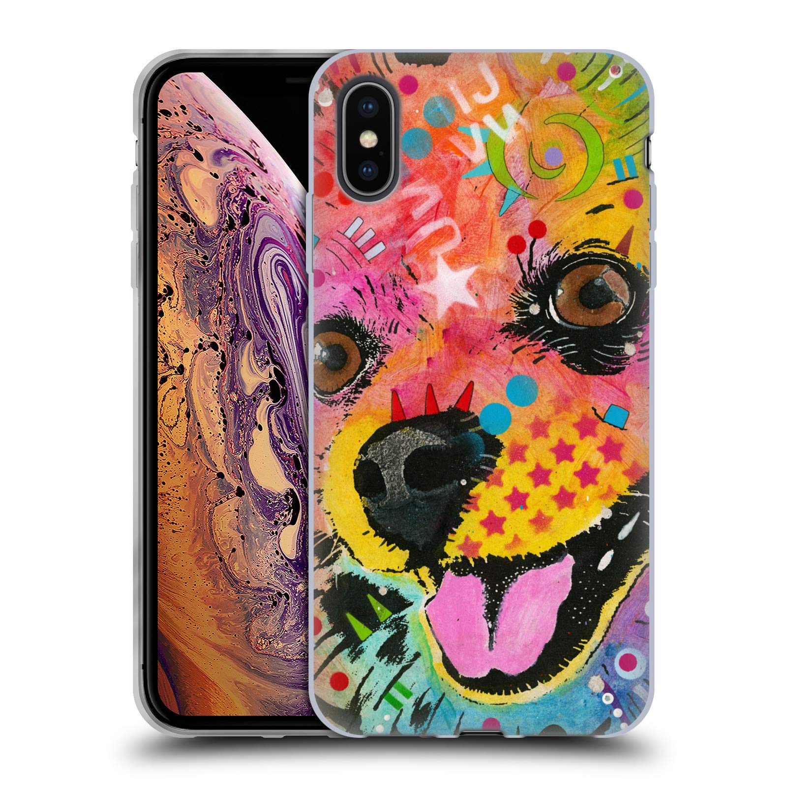 Officially Licensed Dean Russo Pomeranian Dogs Soft Gel Case for Apple iPhone Xs Max - Cute Protective Phone Cover for Dog Lovers, Perfect Gift for Pet Owners (Home, Office, Travel Use)
