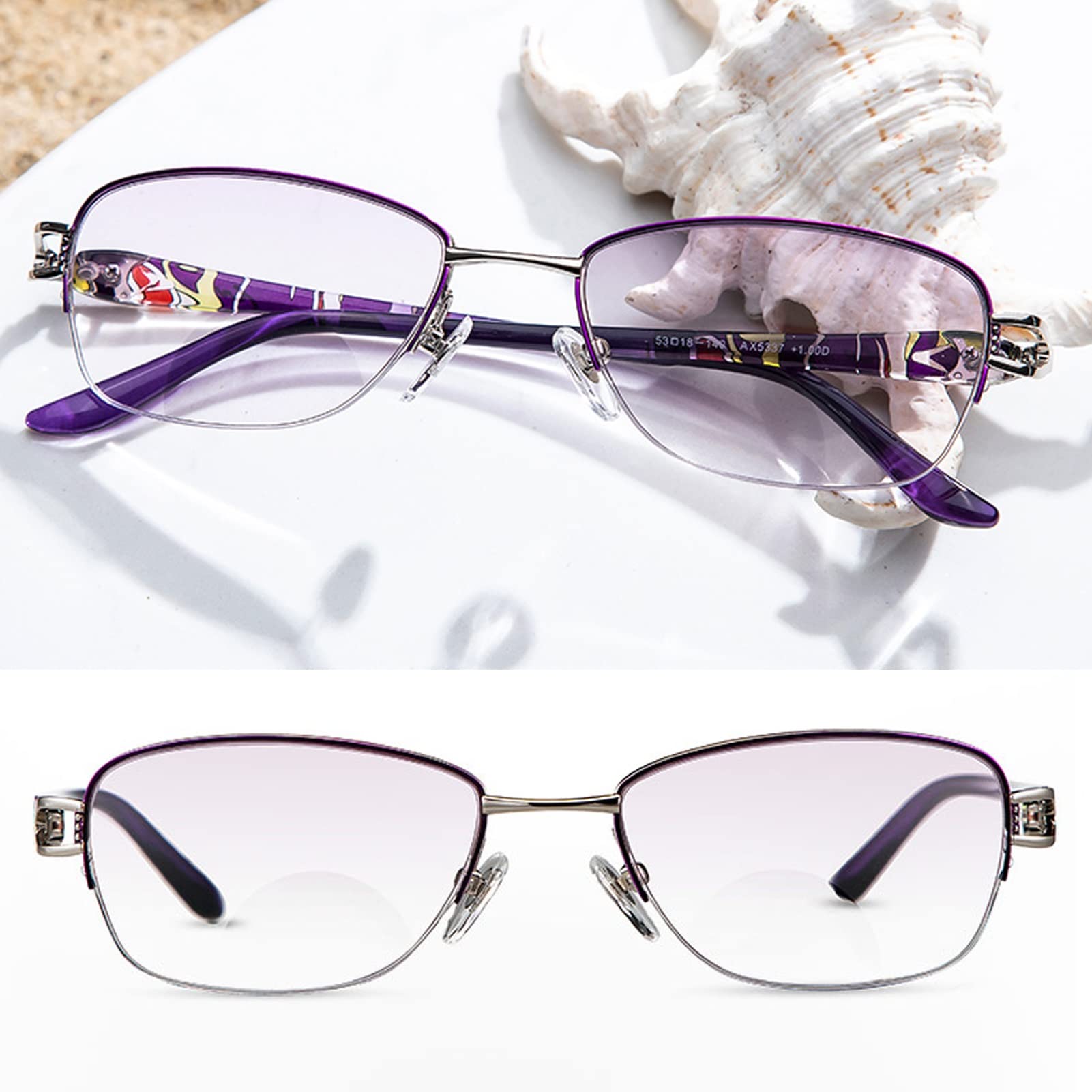 Fashionable Women's Bifocal Reading Glasses - Blue Light Blocking Computer Glasses with TR Frame & Stylish Pattern Print (2.0x Magnification) - Perfect for Office Work, Screen Time & Reading