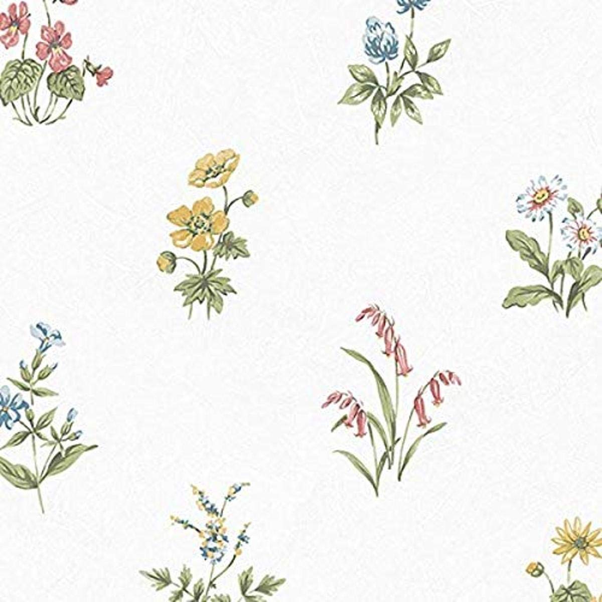 Norwall NWKE29935 Red and Blue Floral Wallpaper - Self-Adhesive Peel & Stick Wallpaper for Bedroom, Living Room, and Home Decor