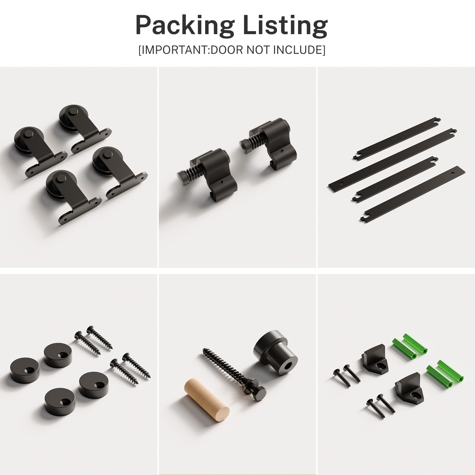 16FT Sliding Barn Door Hardware Kit - Double Door Top Mount Track System with T Rollers & Hangers - Black - Perfect for Closets, Cabinets, Pantries & Farmhouse Style Homes