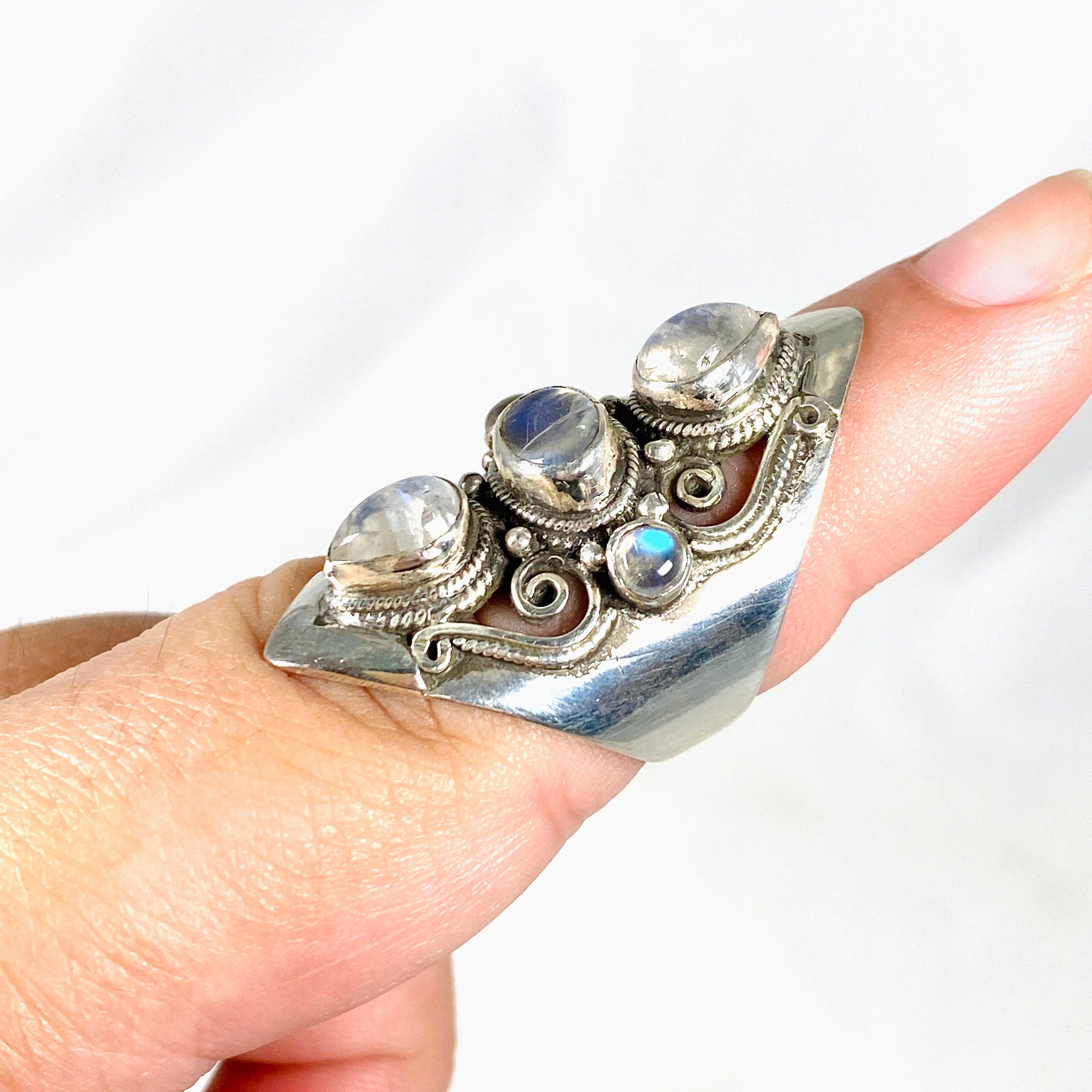Boho Style Moonstone Multi Stone Ring for Women - Size 7.5 (R4068) - Perfect for Festival, Wedding & Everyday Boho Jewelry