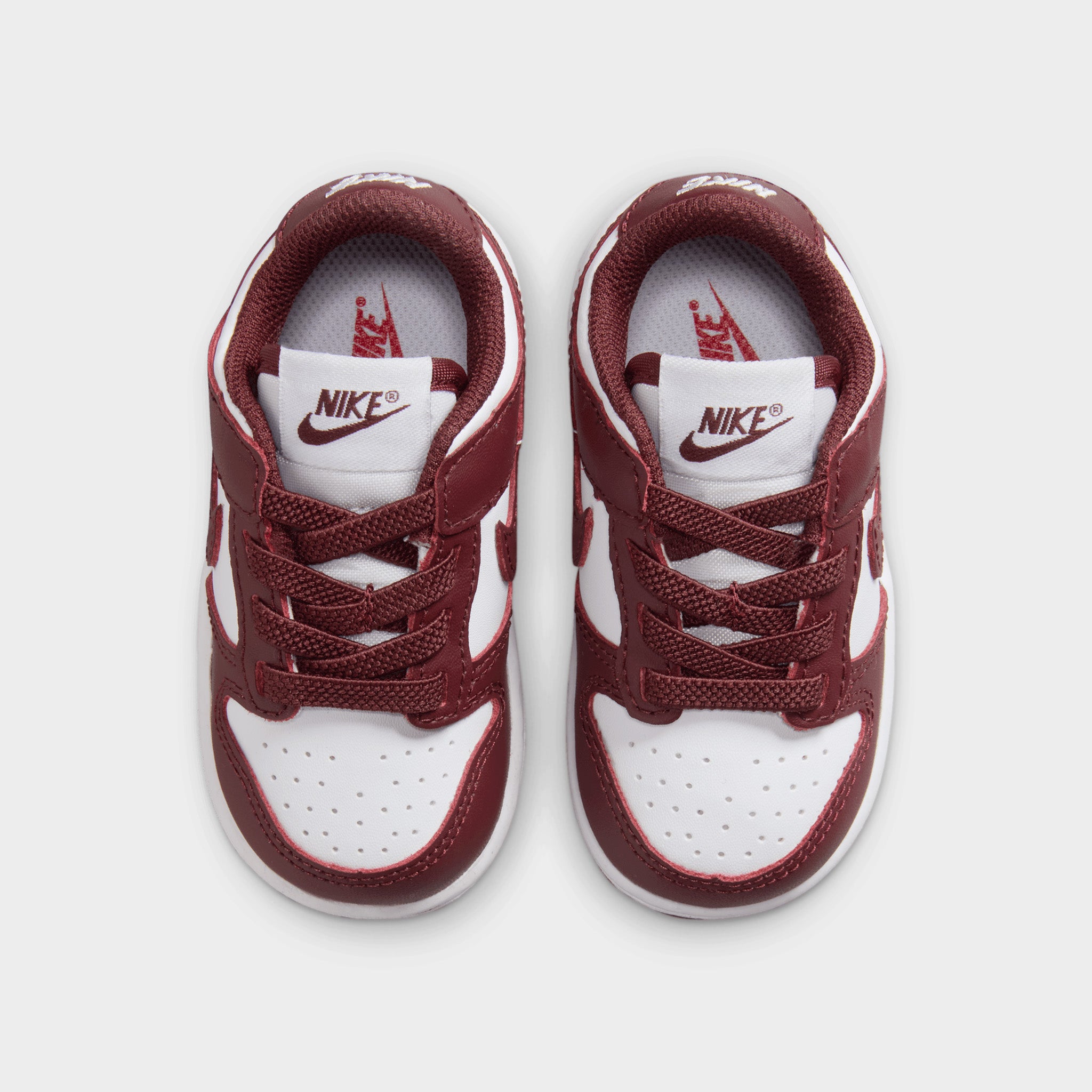 Nike Dunk Low TD Sneakers for Kids - White/Redwood Gym Red - Comfortable & Stylish Basketball Shoes for School, Playground & Casual Wear