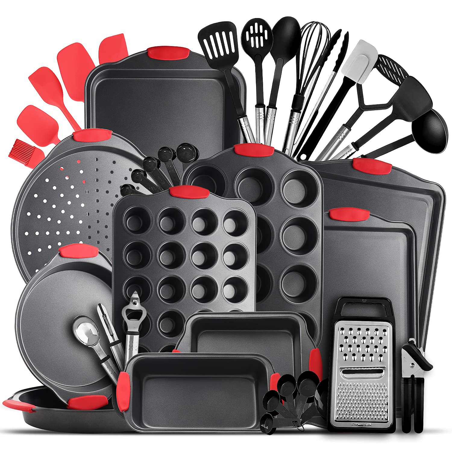 39-Piece Premium Nonstick Baking Pan Set - BPA Free Bakeware with Cookie Sheets, Muffin Pan, Cake Pan & Kitchen Utensils - Perfect for Home Baking, Holiday Cookies & Party Desserts