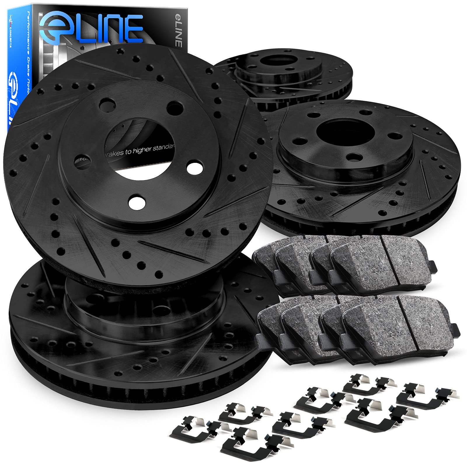 R1 Concepts Premium Ceramic Brake Pads and Rotors Kit - Front & Rear Brake System with Hardware - Fits 1994 Jeep Grand Cherokee - Smooth Stopping for Off-Road & Daily Driving