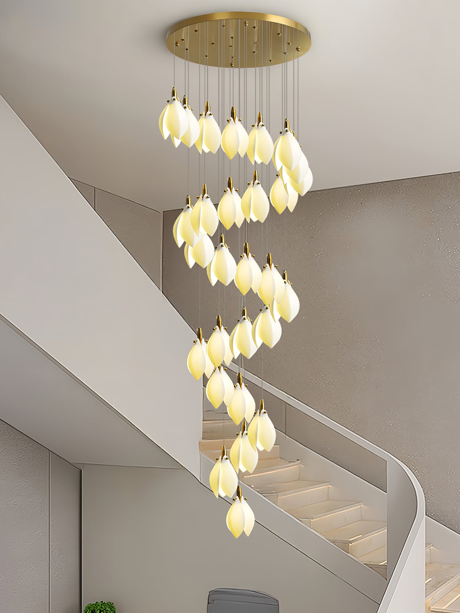 Astralis Bloom Stairs Chandelier - Modern Crystal Ceiling Light Fixture for Living Room, Dining Room & Staircase Decor - Elegant Lighting for Home & Office