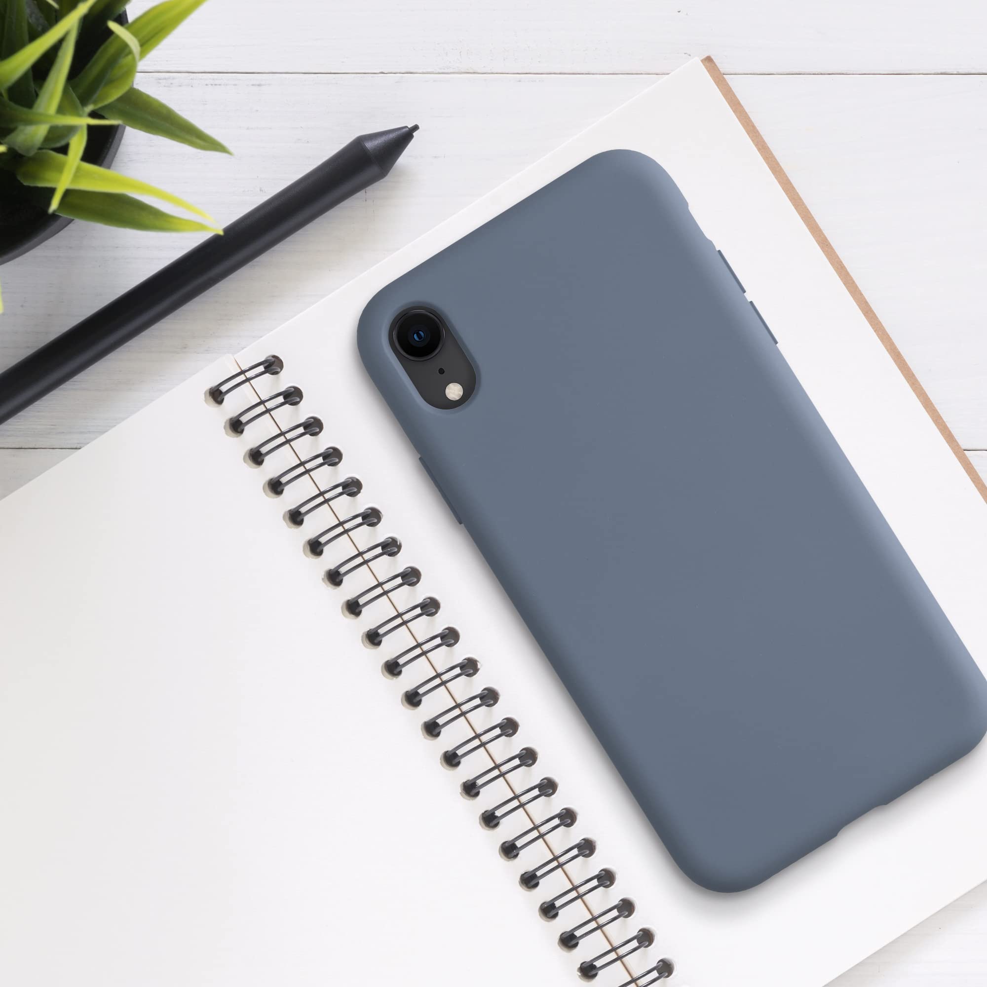 kwmobile Slim Protective TPU Silicone Case for Apple iPhone XR - Shockproof & Scratch Resistant Cover in Blue Grey - Perfect for Everyday Use, Travel & Outdoor Activities