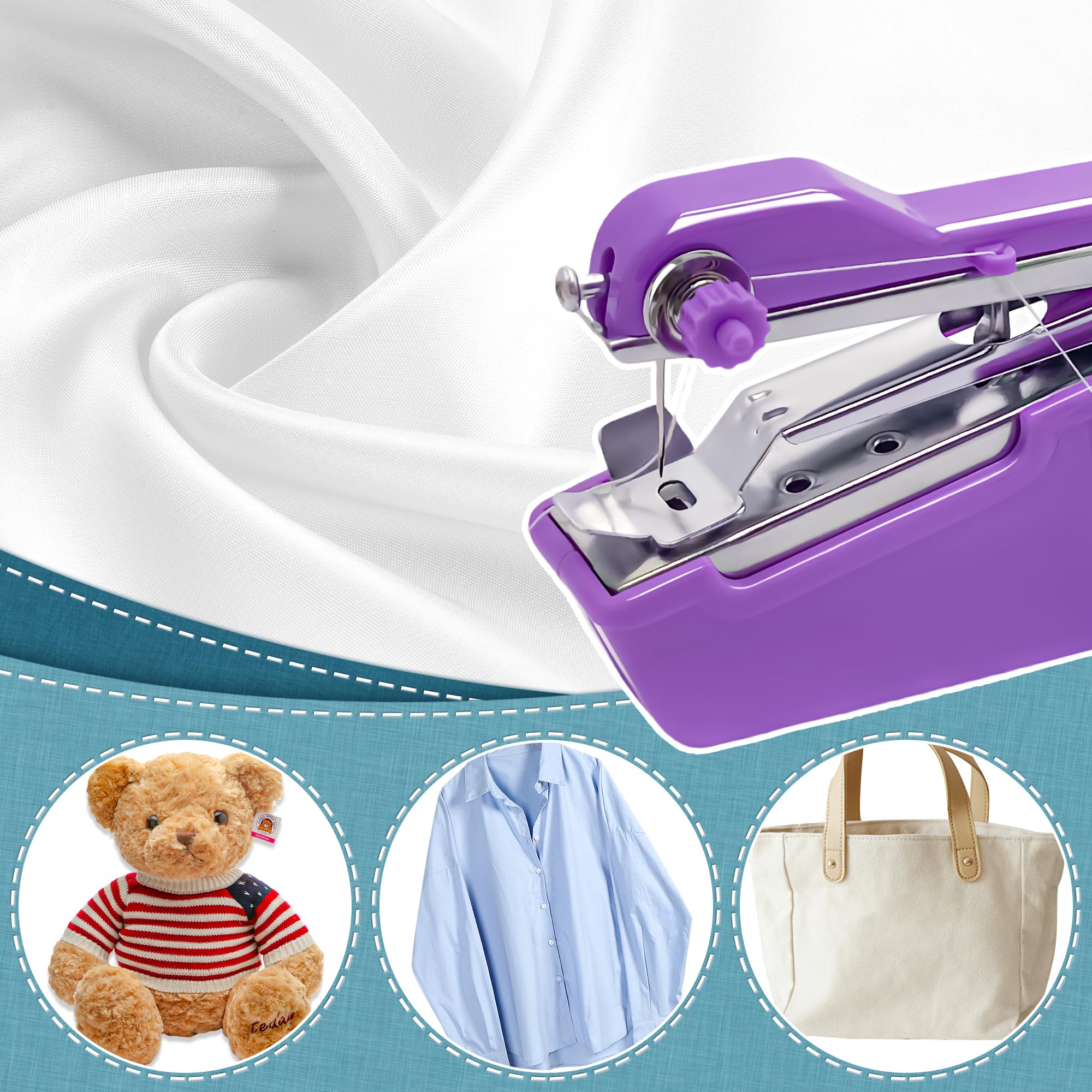 Portable Mini Electric Sewing Machine for Beginners - Handheld Stitching Tool for DIY, Clothes & Various Fabrics - Travel-Friendly Purple Sewing Kit for Quick Repairs & Crafting Projects