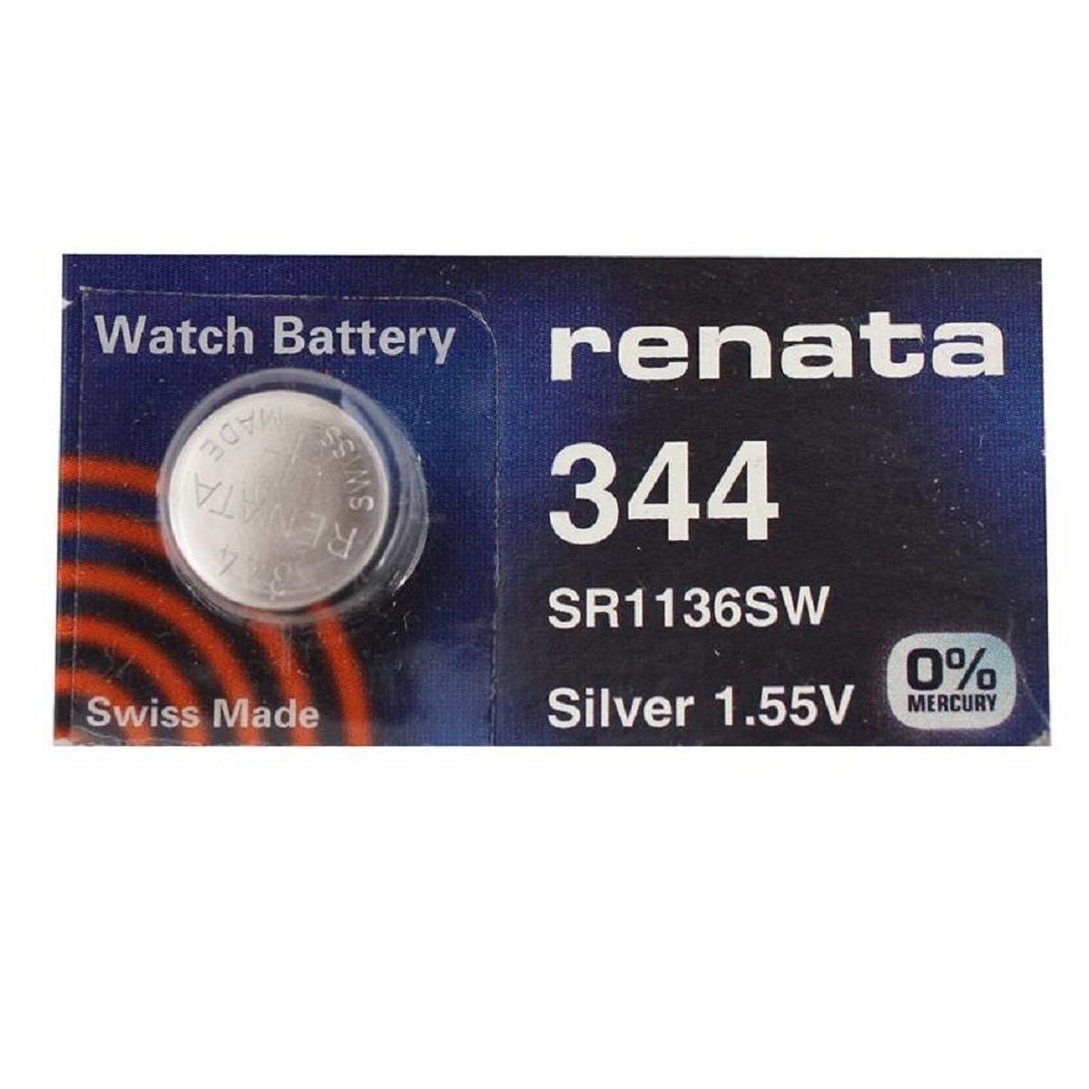 Renata 344 SR1136SW Silver Oxide Watch Batteries - 1.55V Long-Lasting Power (10-Pack) for Watches, Calculators & Medical Devices