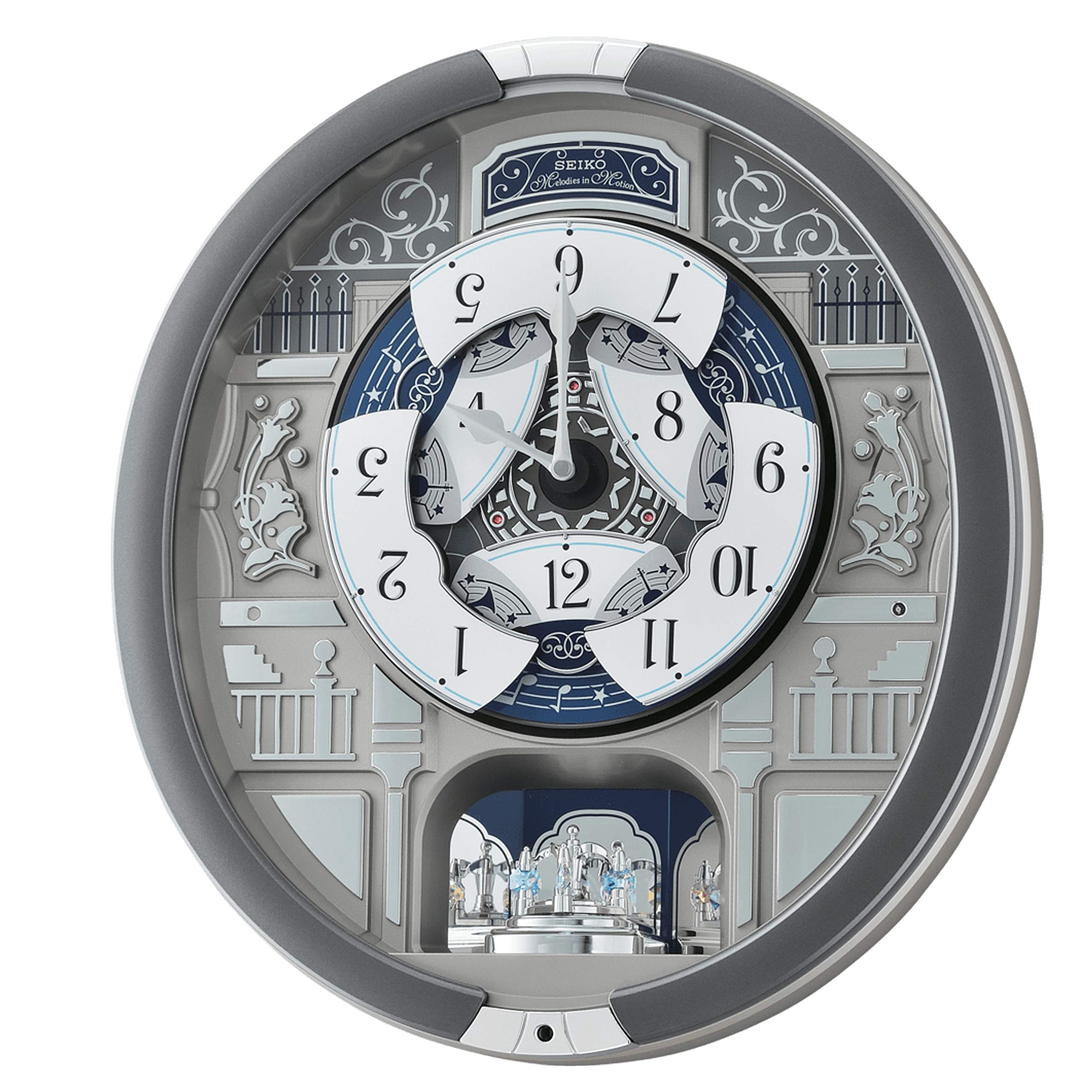 SEIKO Melodies in Motion Wall Clock - Musical Quartz Clock with Rotating Motifs & Chime Sounds | Perfect for Living Room, Bedroom & Office Decor