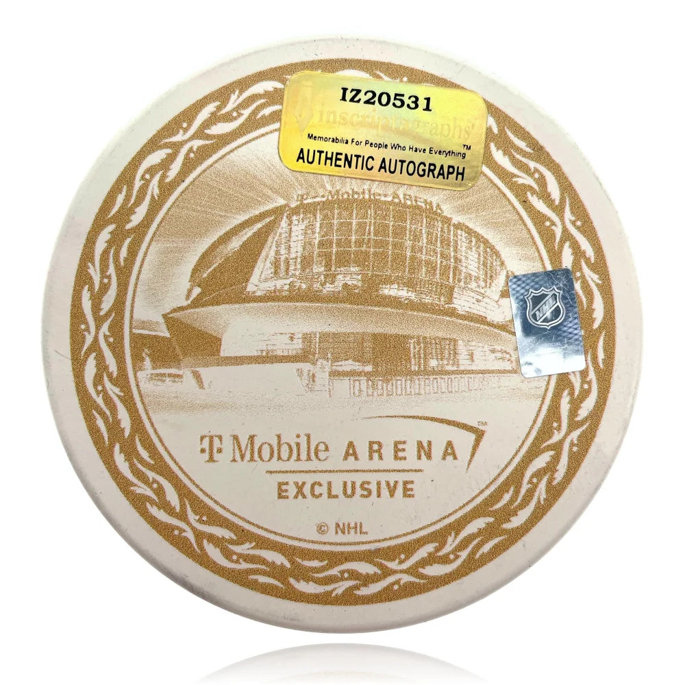 Authentic Mark Stone Signed Vegas Golden Knights Hockey Fights Cancer Puck with COA - Collectible NHL Memorabilia for Fans & Sports Enthusiasts - Perfect for Display, Gifts, and Hockey Memorabilia Collections