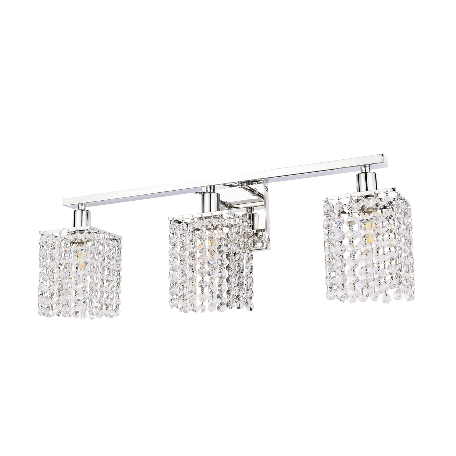 BONLICHT 3-Light Modern Wall Sconce with Crystal Drops - Polished Chrome Bathroom Vanity Light for Mirror - Luxury Indoor Wall Mount Lamp for Living Room, Hallway, Bedroom & Bathroom - Perfect for Ambient Lighting and Home Decor