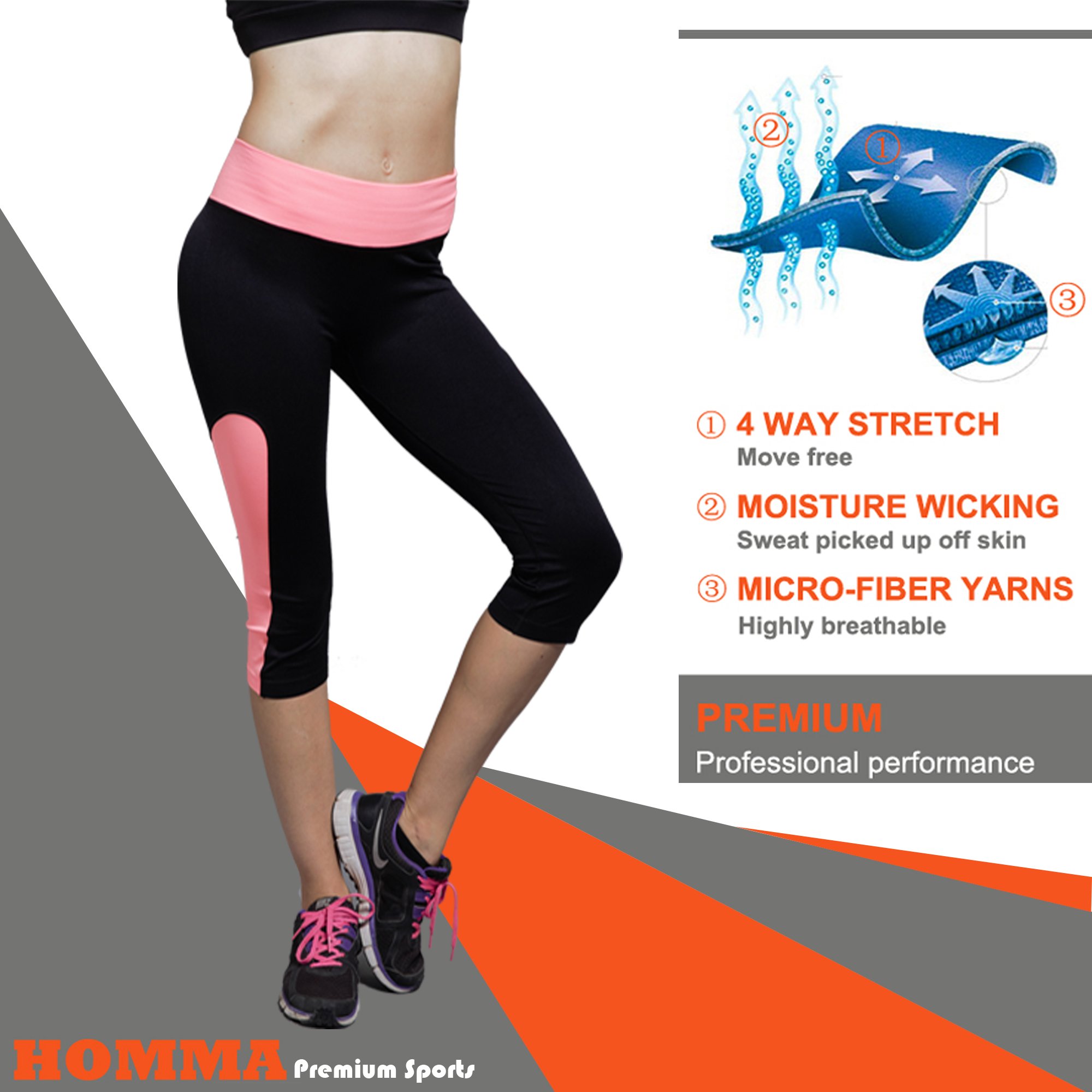 H. Sports Premium High-Waisted Capri Leggings for Women - Running, Yoga, Gym Workout & Fitness Stretch Pants - Moisture-Wicking & Breathable for Active Lifestyles