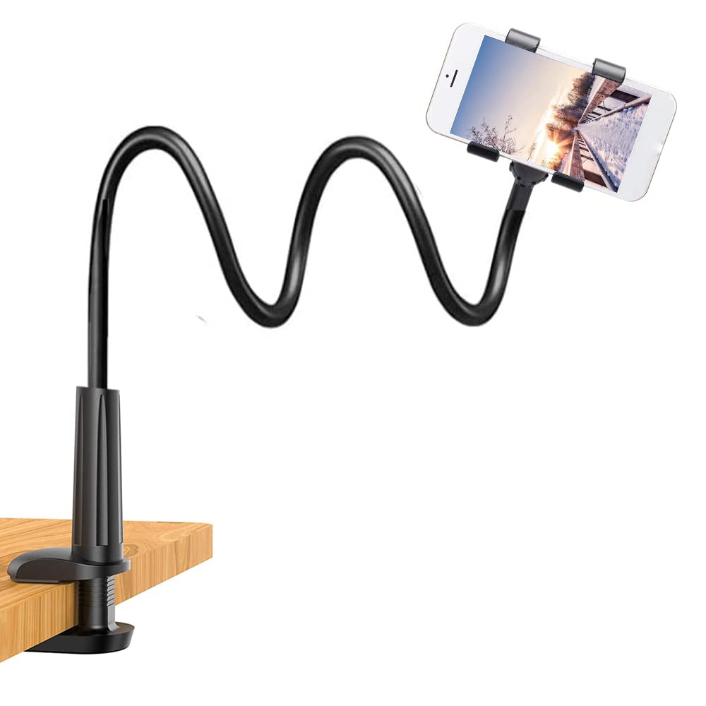 Flexible Gooseneck Phone Holder for Bed - 360° Adjustable Lazy Arm Mount with Universal Clip for iPhone, Samsung & All Smartphones | Perfect for Bedside, Desk, Office & Reading in Bed