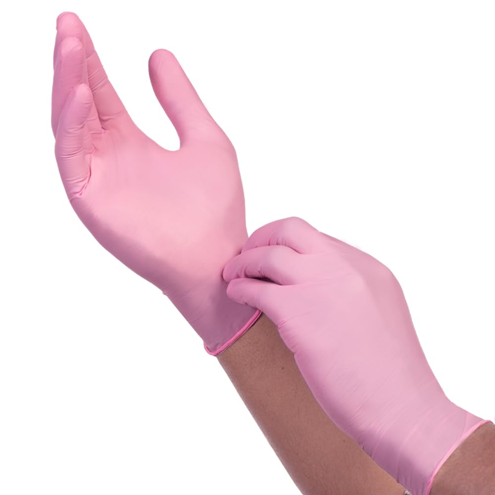 TRONEX 9672 Nitrile Disposable Gloves - Medical Grade Exam Gloves, Chemo Rated, Powder Free, Latex Free, Fingertip Textured (Pink, Medium, 2000 Count) - Ideal for Medical Exams, Laboratory Work, Food Handling & Cleaning Protection