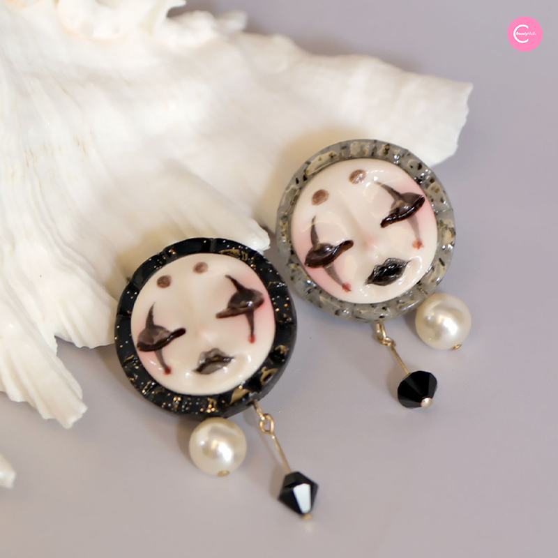 QUANDO Black Witch Asymmetric Sterling Silver Earrings for Women - Gothic Jewelry for Halloween, Cosplay & Witchy Fashion