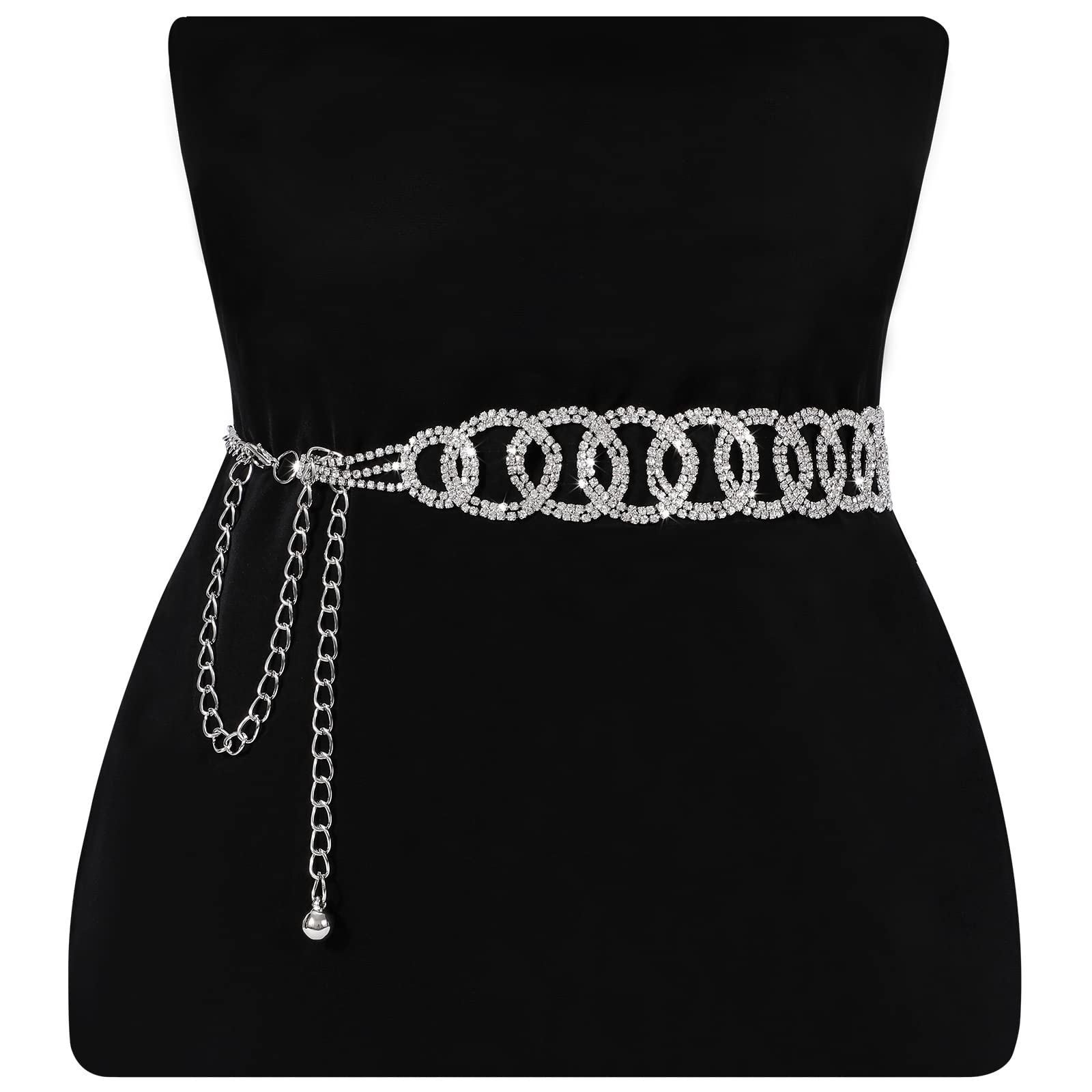 Sparkling Rhinestone Belt for Women - Silver Crystal Waist Belt with Double O-Ring Design | Elegant Accessory for Dresses, Jeans & Party Outfits | Perfect for Weddings, Date Nights & Special Occasions