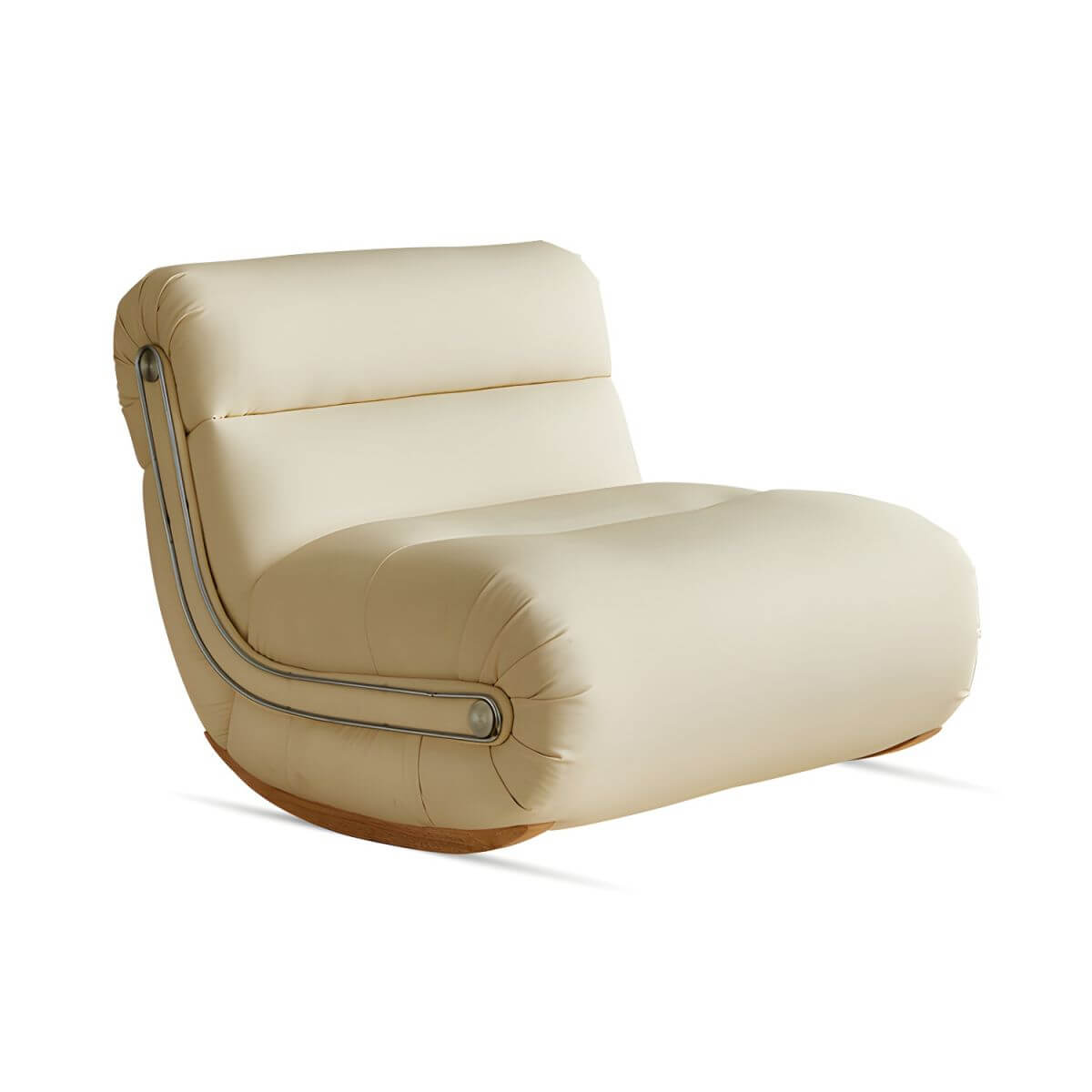 Stylish Solid Color Rocking Chair with Anti-Scratch Upholstery & Natural Wood Legs - Perfect for Living Room, Nursery, or Reading Nook