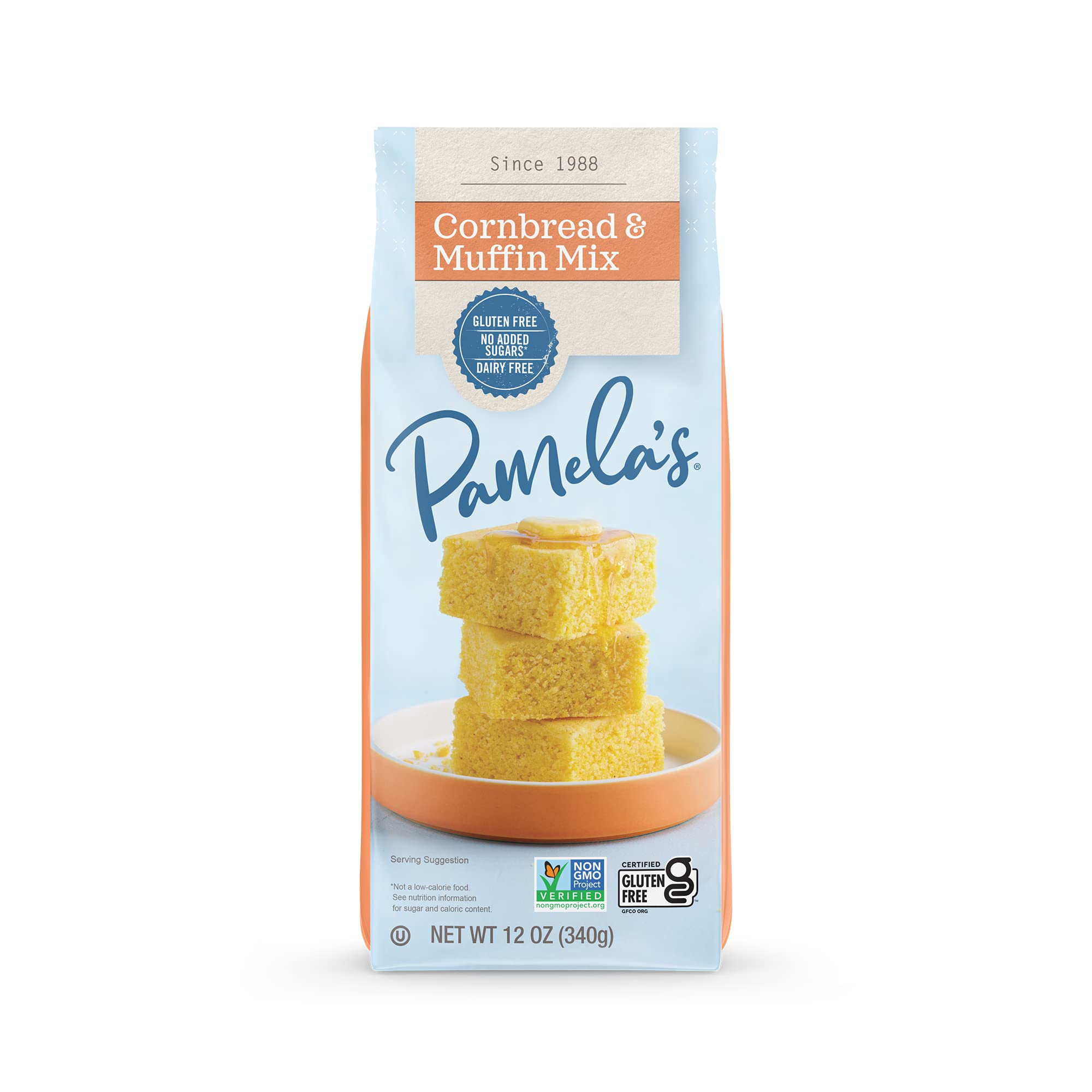 Organic Pamela's Gluten Free Cornbread & Muffin Mix - 12 Ounce Bag (Pack of 6) | Non-GMO, Vegan Friendly | Perfect for Breakfast, Snacks & Holiday Baking
