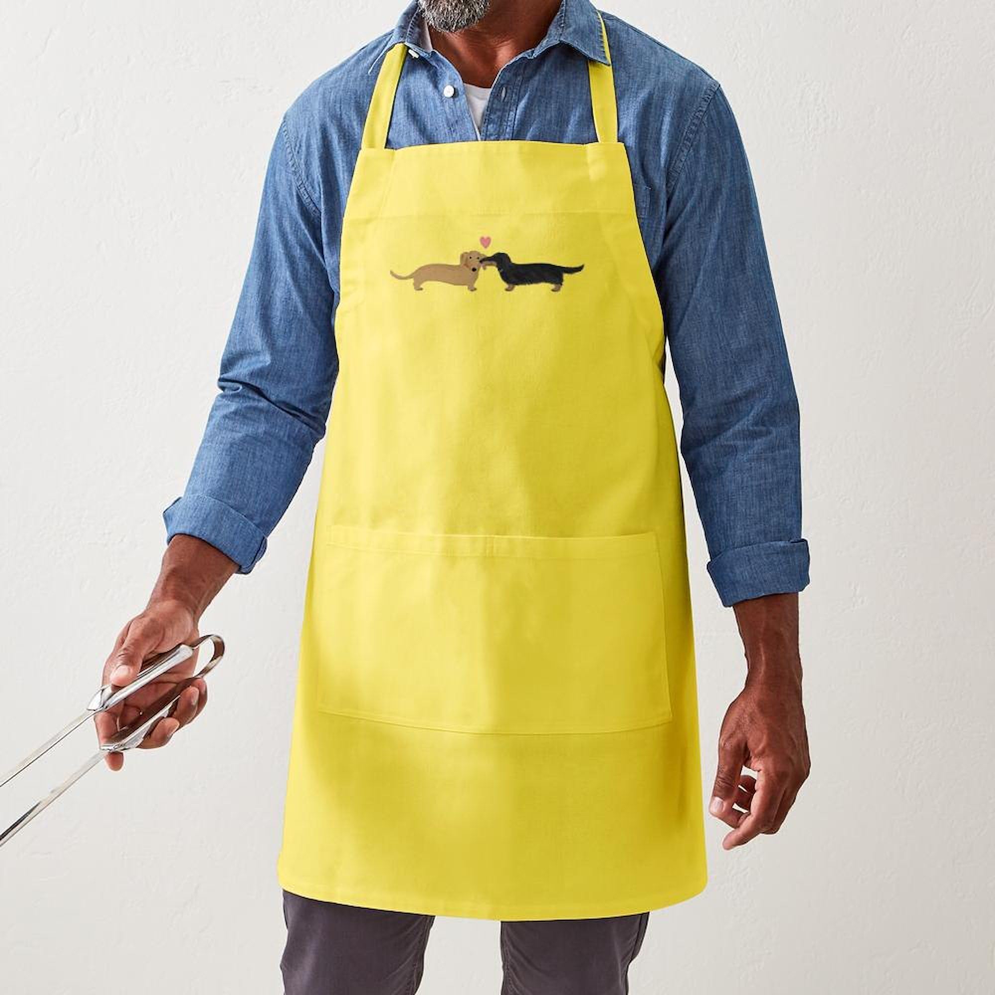 Dachshund Smooch Kitchen Apron with Pockets - Adjustable Grilling & Baking Apron for Cooking, BBQ, Baking - Perfect for Home Chefs & Dog Lovers