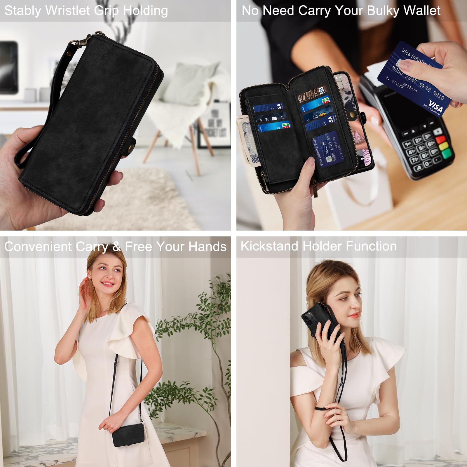 RSSVISS RFID Blocking Wallet Case for iPhone 15 Pro (6.1