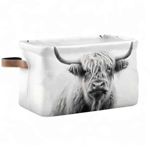 Highland Cow Storage Basket - Closet Organizer Bin, Cube Shelf Organizer for Home & Office - Perfect for Bedroom, Bathroom, and Kids Room Organization (1PC)