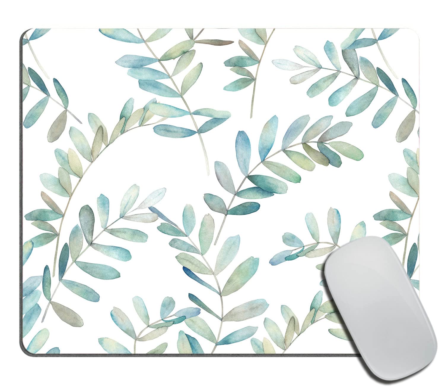 Non-Slip Watercolor Eucalyptus Mouse Pad with Rubber Base - 9.5x7.9 Inch Gaming & Office Computer Mousepad for PC/Laptop - Perfect for Work, Gaming & Home Office Decor (240x200mm)