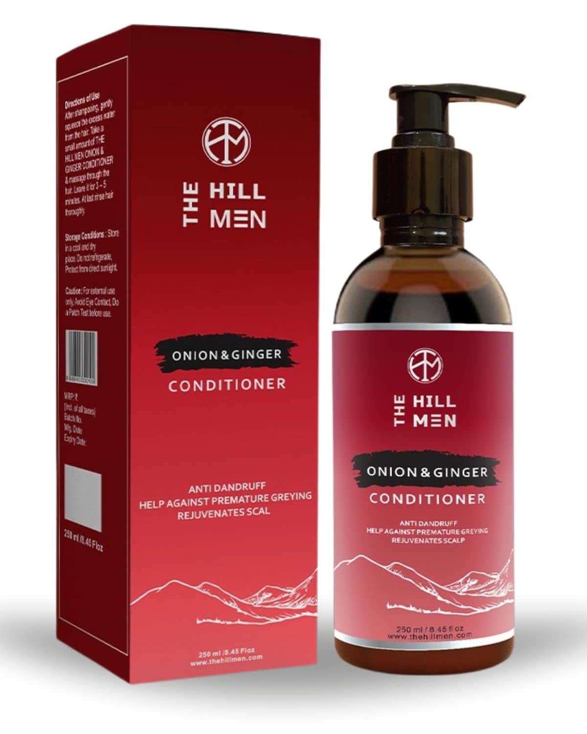 The Hill Men Onion & Ginger Hair Conditioner – Sulfate & Paraben Free, 250ml | Natural Hair Growth Treatment for Men | Frizz Control, Smoothing & Shine Booster | Strengthens & Repairs Damaged Hair | Alcohol-Free & Chemical-Free Formula | Ideal for Daily Use & Dry/Damaged Hair Care