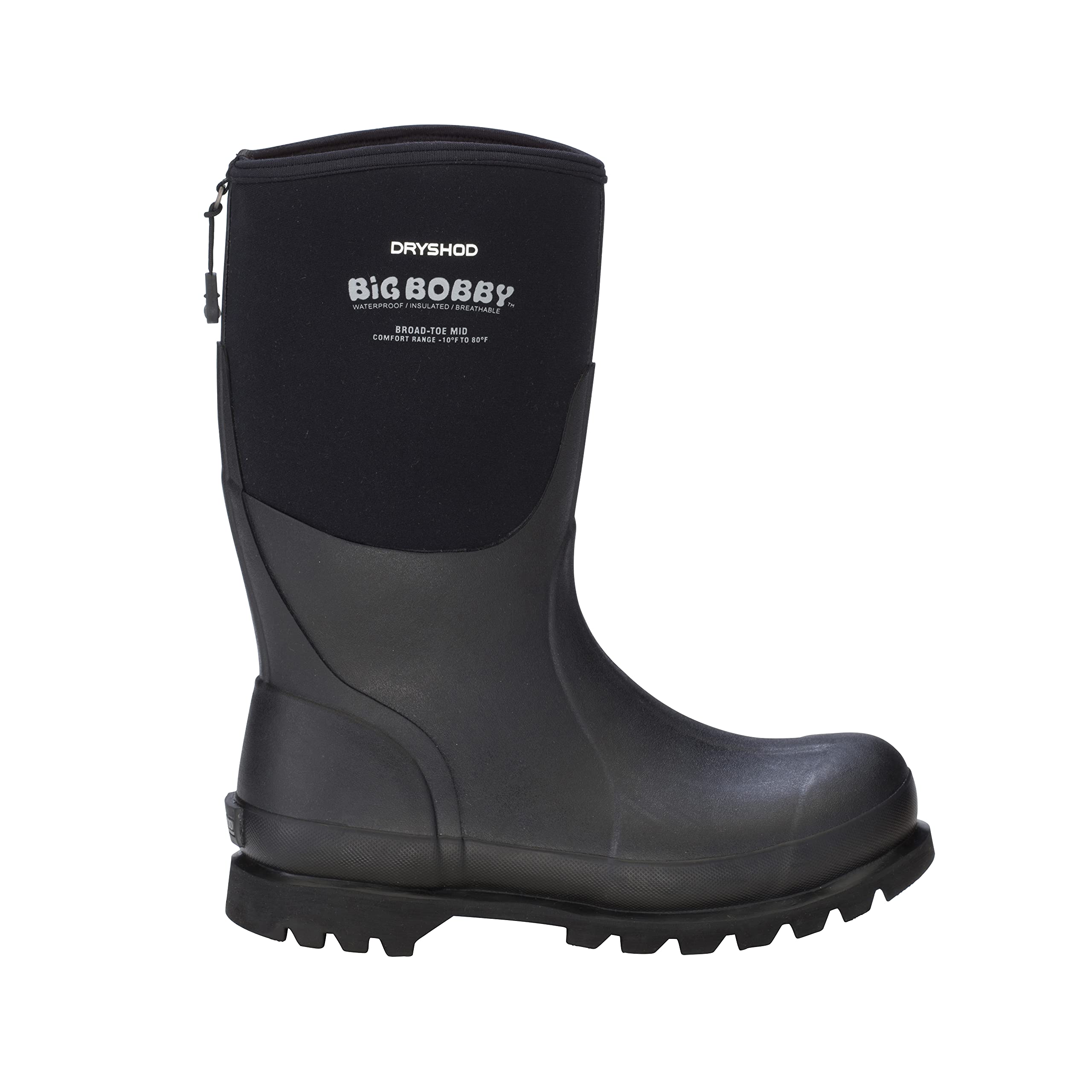 Dryshod Men's Bobby Mid Waterproof Work Boots - Safety Shoes for Construction & Outdoor Work - Black - Comfortable & Durable for Hiking, Hunting & Casual Wear