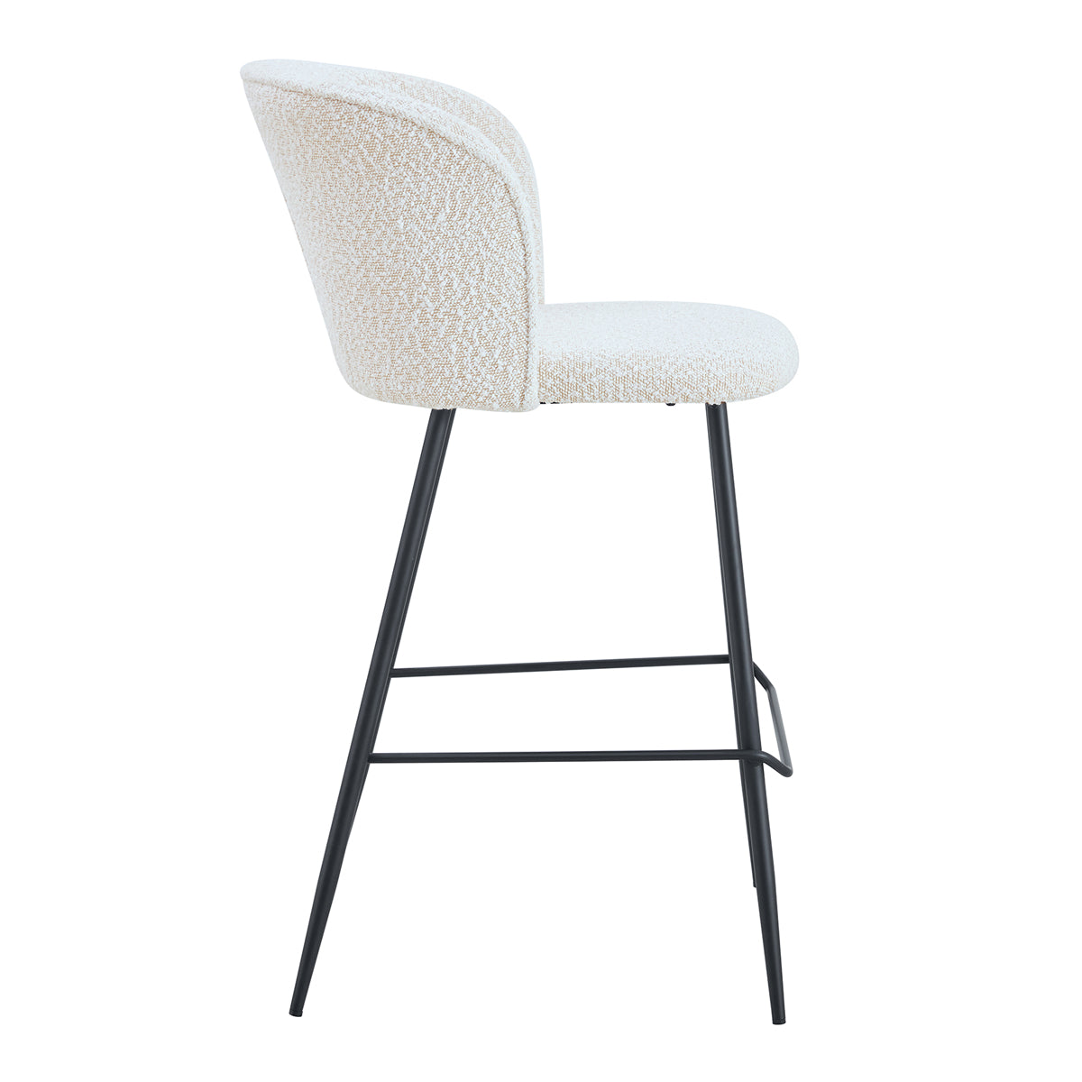 Anita Boucle Bar Stools Set of 2 - Modern Upholstered Counter Height Stools with Metal Legs - Perfect for Kitchen Island, Breakfast Nook & Home Bar Decor