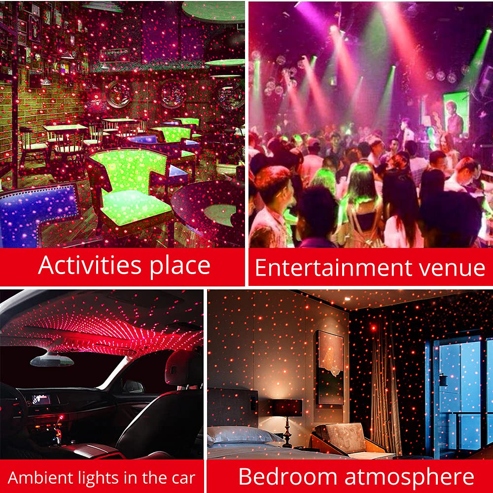 USB Star Projector Night Light - Adjustable Romantic LED Mood Lighting for Bedroom, Car, Ceiling & Party Decor - Plug & Play USB-Powered (1 Pack, Red) - Perfect for Relaxation, Date Nights & Home Ambiance