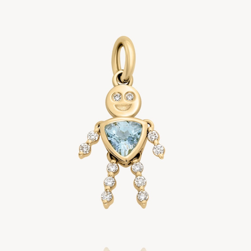 March Boy Lulu & Lox Charm Aquamarine Pendant Necklace - Elegant Birthstone Jewelry Gift for Women - Perfect for Birthdays, Anniversaries & Everyday Wear