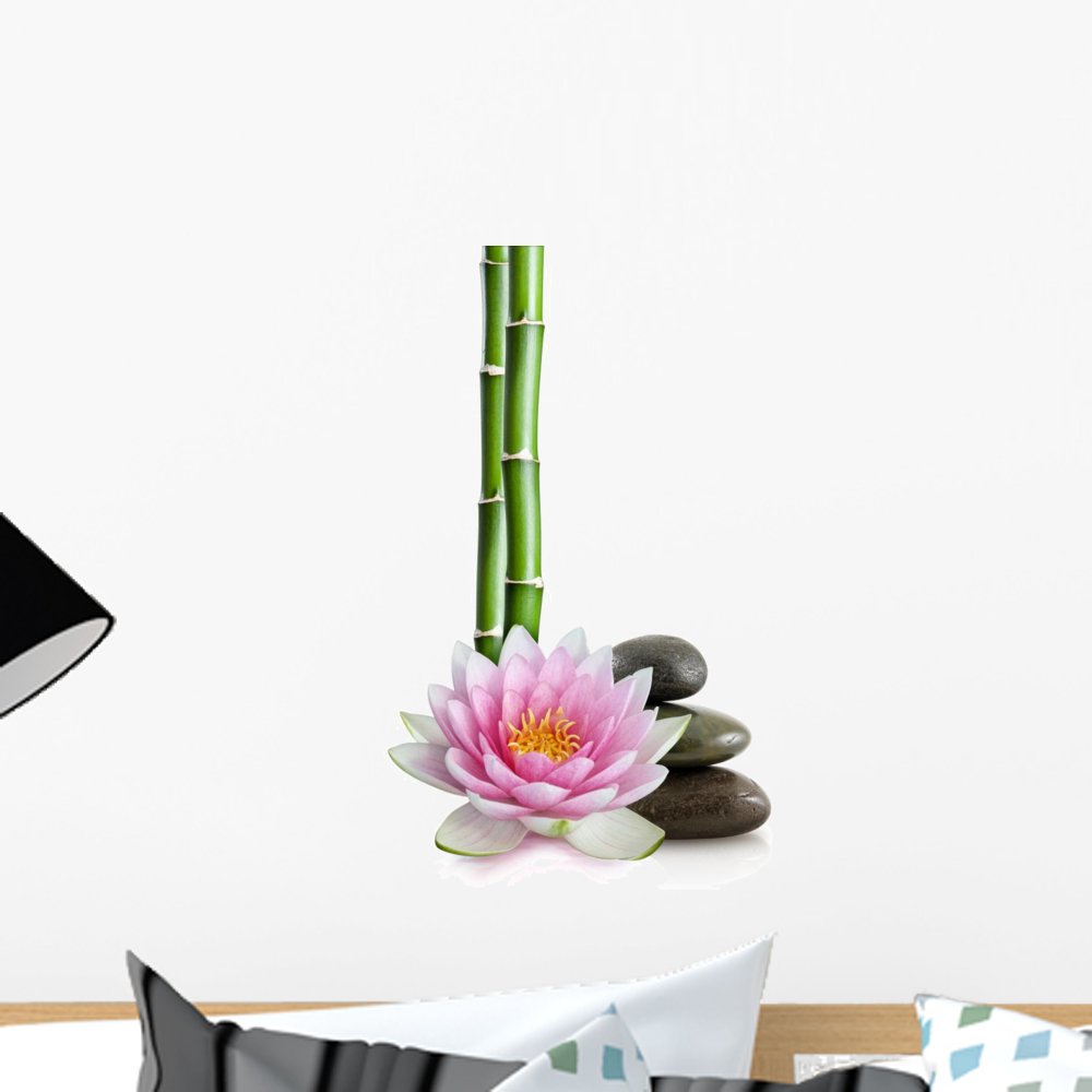 Wallmonkeys Lotus Flower Peel and Stick Wall Decal - 18 x 12 Inches - Removable Vinyl Wall Art for Home, Office, Nursery & Bedroom Decor