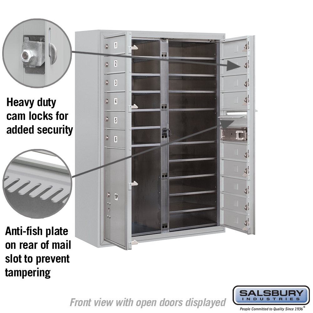 Salsbury Industries 3811D-15AFU Aluminum Surface Mount Horizontal 4C Mailbox - Durable Outdoor Mailbox for Home, Office & Commercial Use